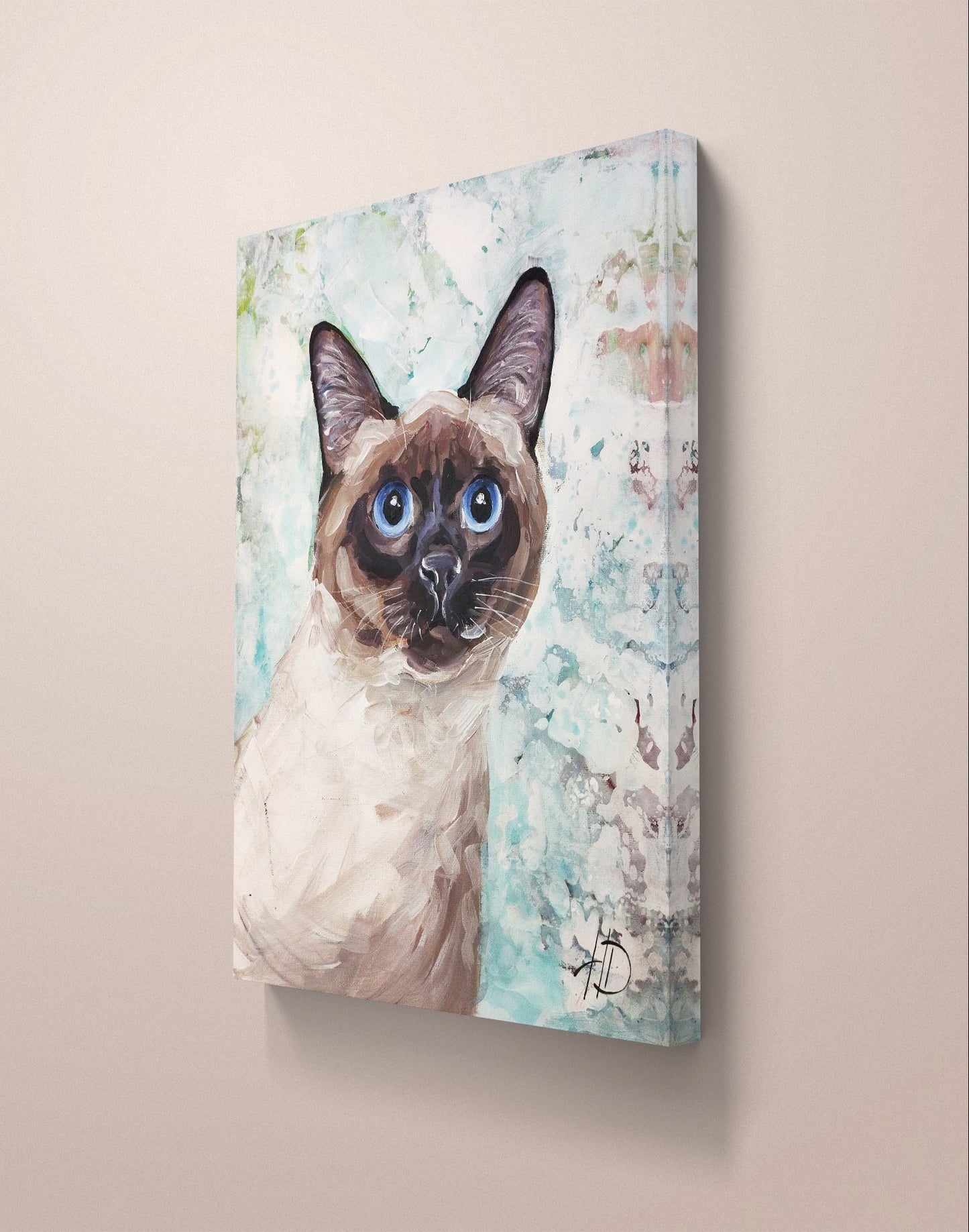 Heinz Acrylbild Acrylgemälde auf Leinwand - "Katzenblick mit Tiefe" 30 x 40 cm