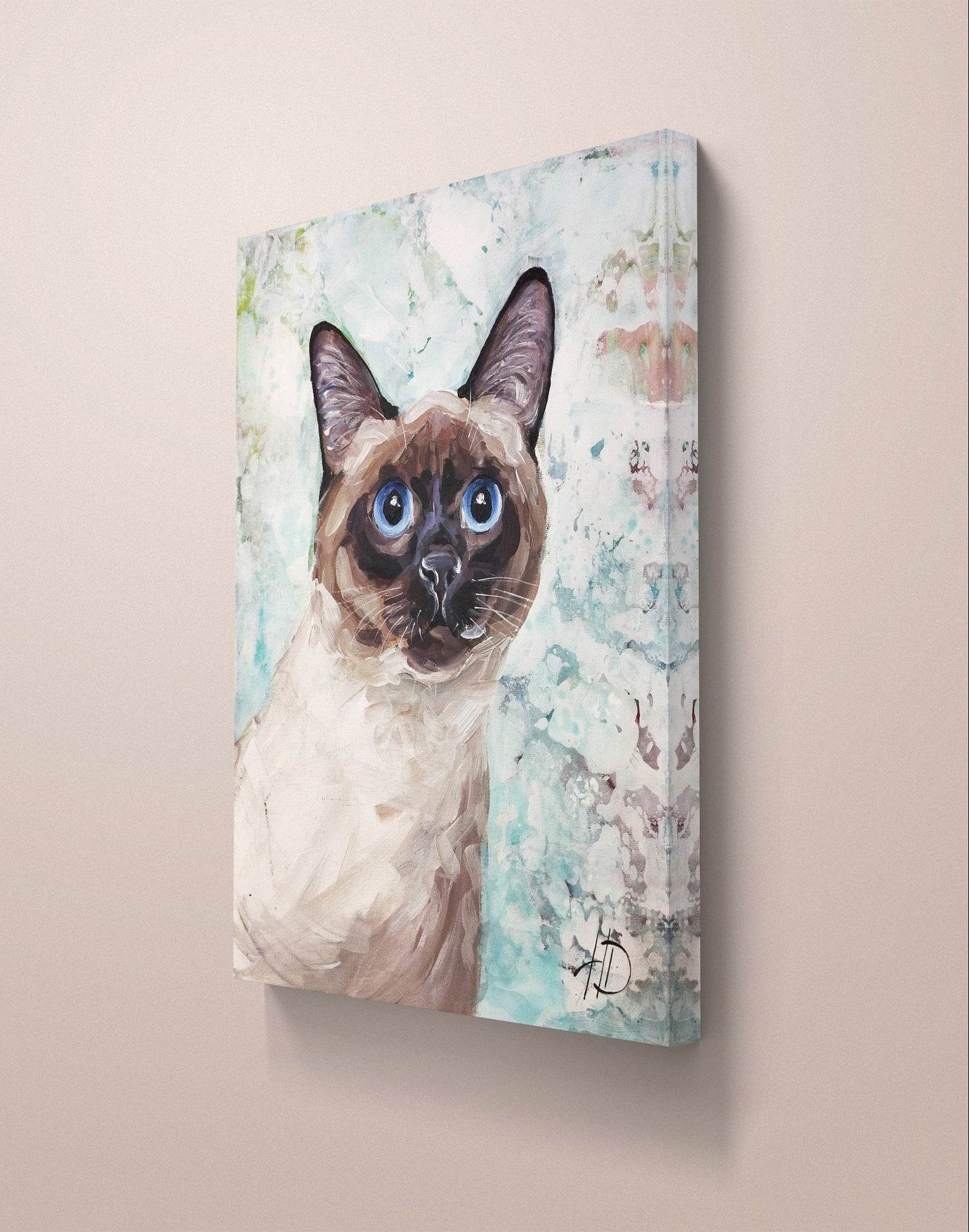 H1Z ART Acrylbild Gemälde Siamkatze – handgemaltes Original Acrylbild (30 x 40 cm)