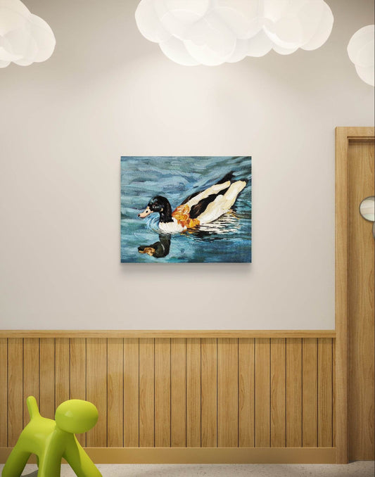 Expressiv-realistisches Gemälde Feuerente – handgemaltes Original Acrylbild (40 x 50 cm) auf Leinwand von H1Z ART in lebendiger Atmosphäre