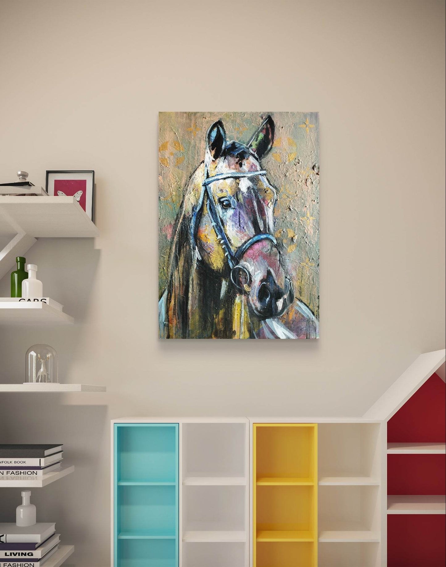 H1Z ART Acrylbild Gemälde Pferd – handgemaltes Original Acrylbild (50 x 70 cm)