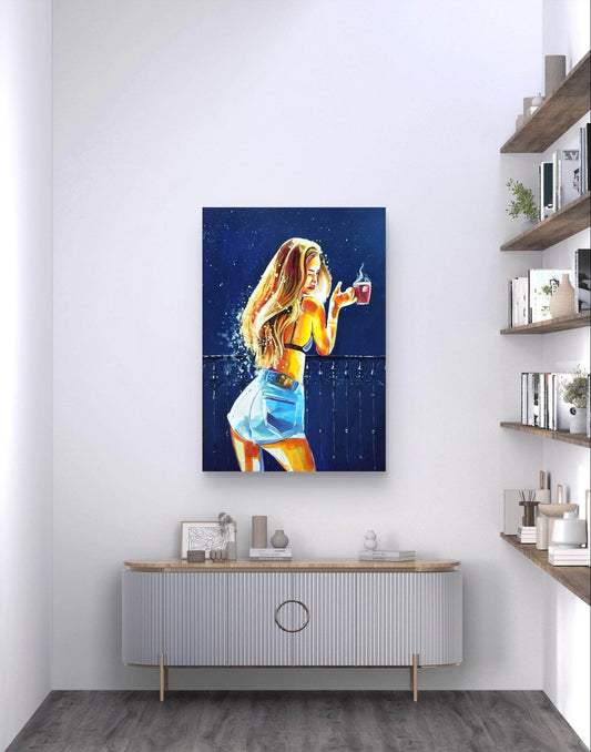 Expressiv-realistisches Gemälde schöne Figur – handgemaltes Original Acrylbild (100 x 70 cm) auf Leinwand von H1Z ART in lebendiger Atmosphäre