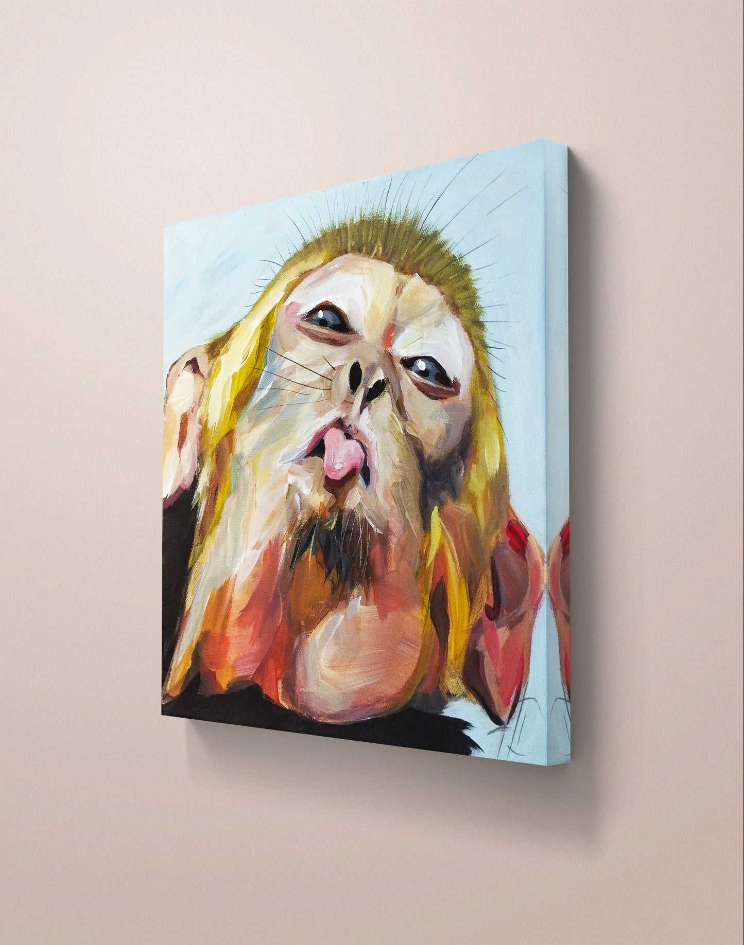 Premium Gemälde "Frecher Affe mit Grinsen" 30 x 30 cm - Heinz