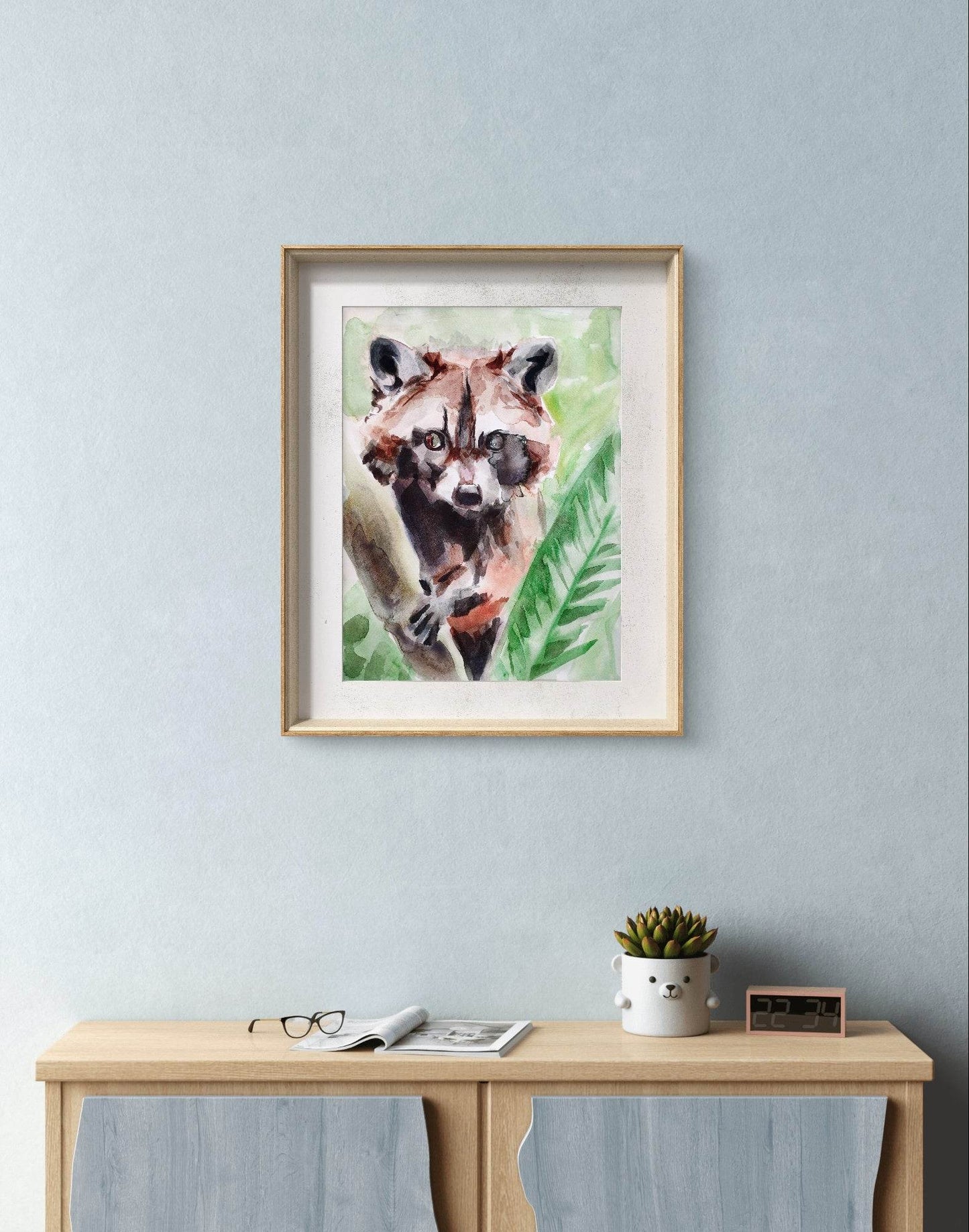 Aquarellbild Waschbär (30 × 40 cm)
