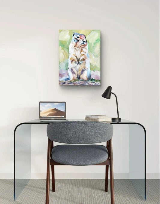 Expressiv-realistisches Gemälde Waldmurmeltier – handgemaltes Original Acrylbild (30 x 40 cm) auf Leinwand von H1Z ART in lebendiger Atmosphäre