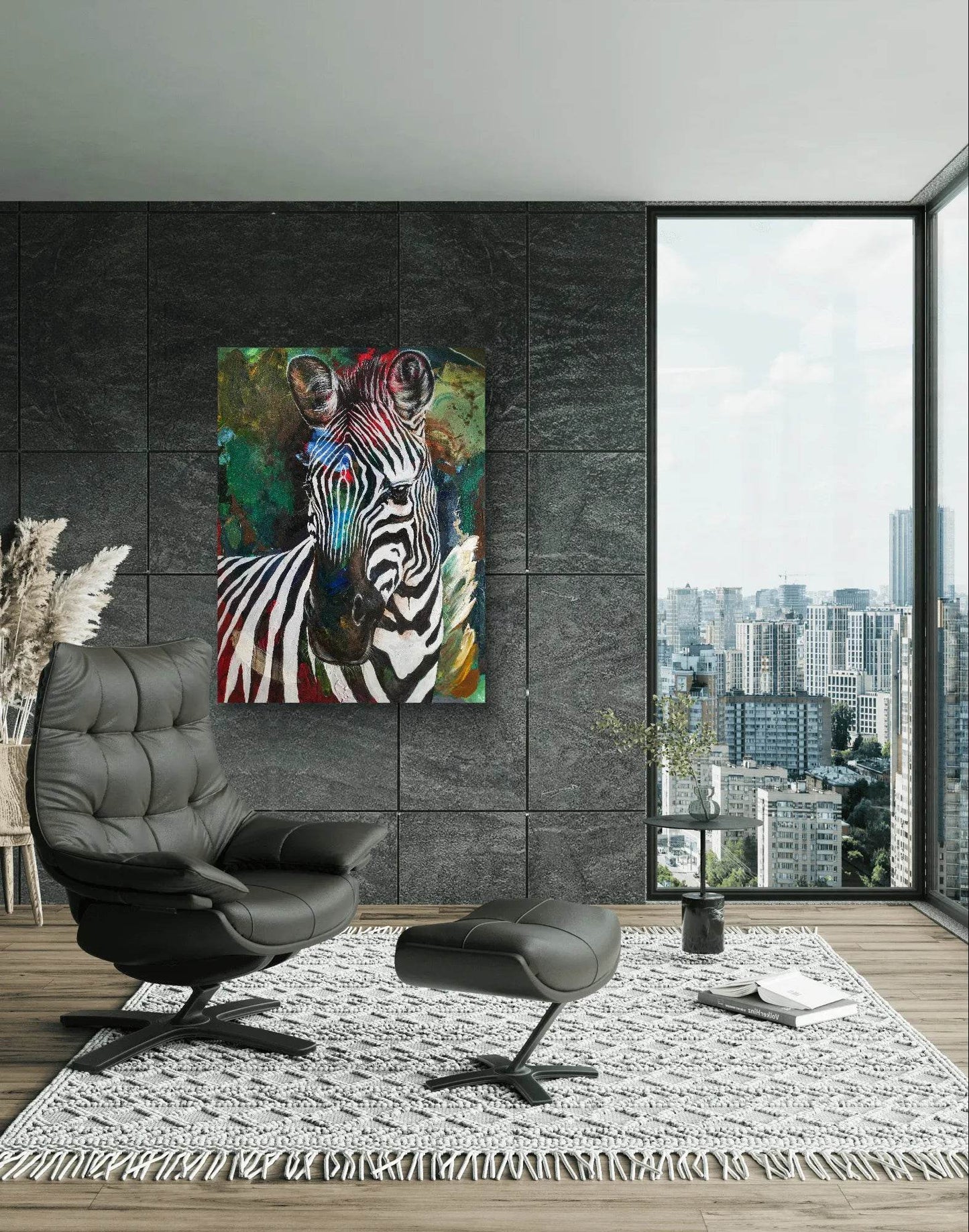 Gemälde Zebra – handgemaltes Original Acrylbild (125,5 x 95,5 cm)