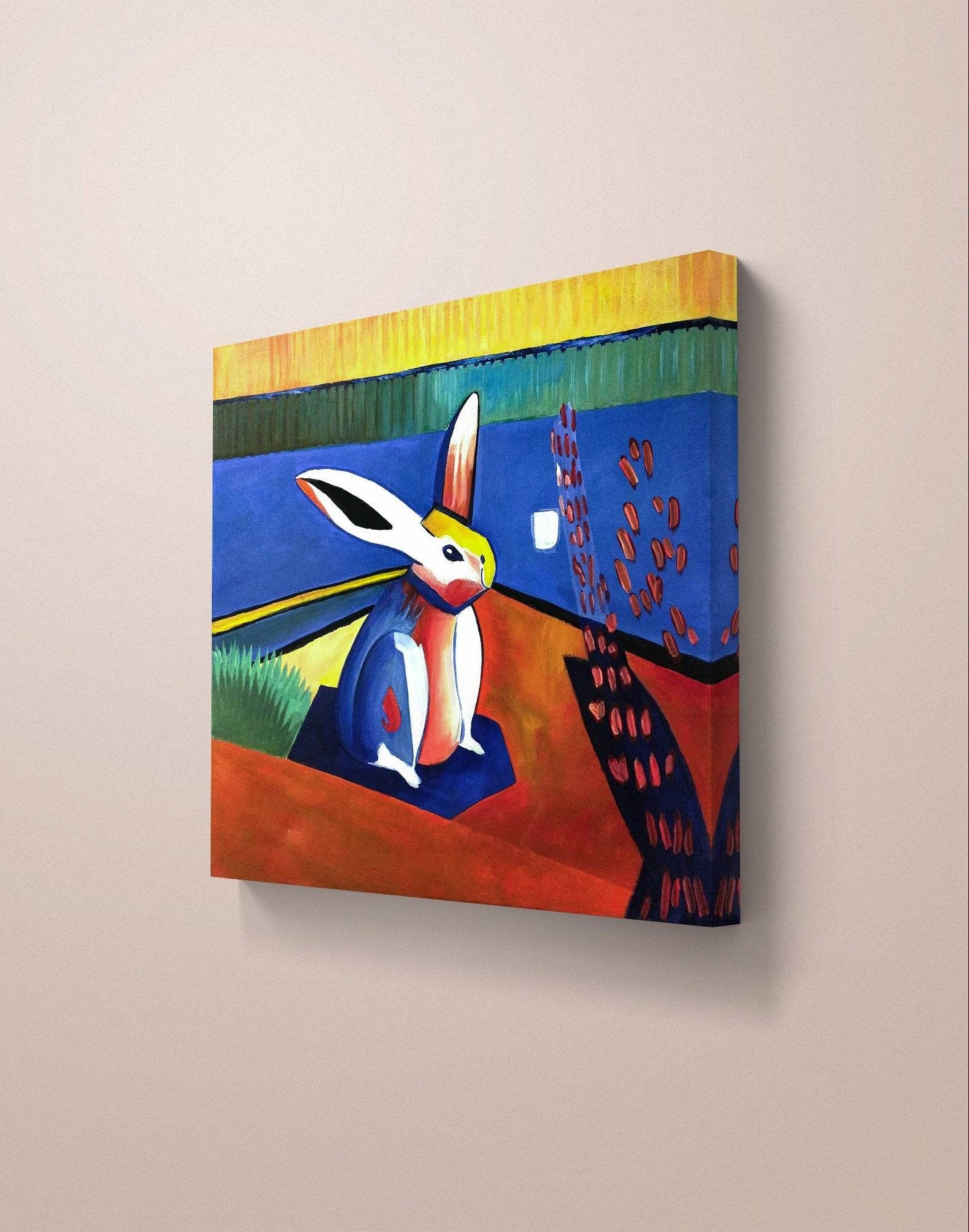 Gemälde abstrakt Kaninchen – handgemaltes Original Acrylbild (50 x 60 cm)
