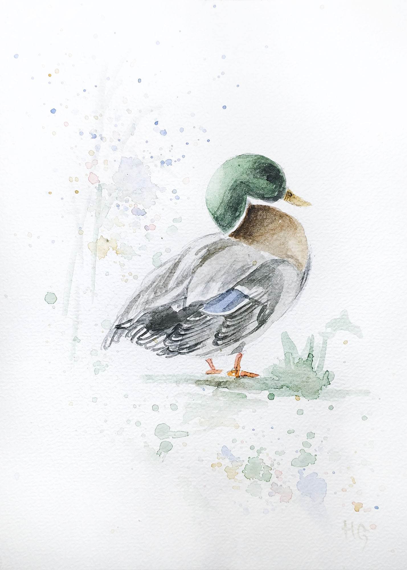 Postkarte „Ente“ – Handgemalt