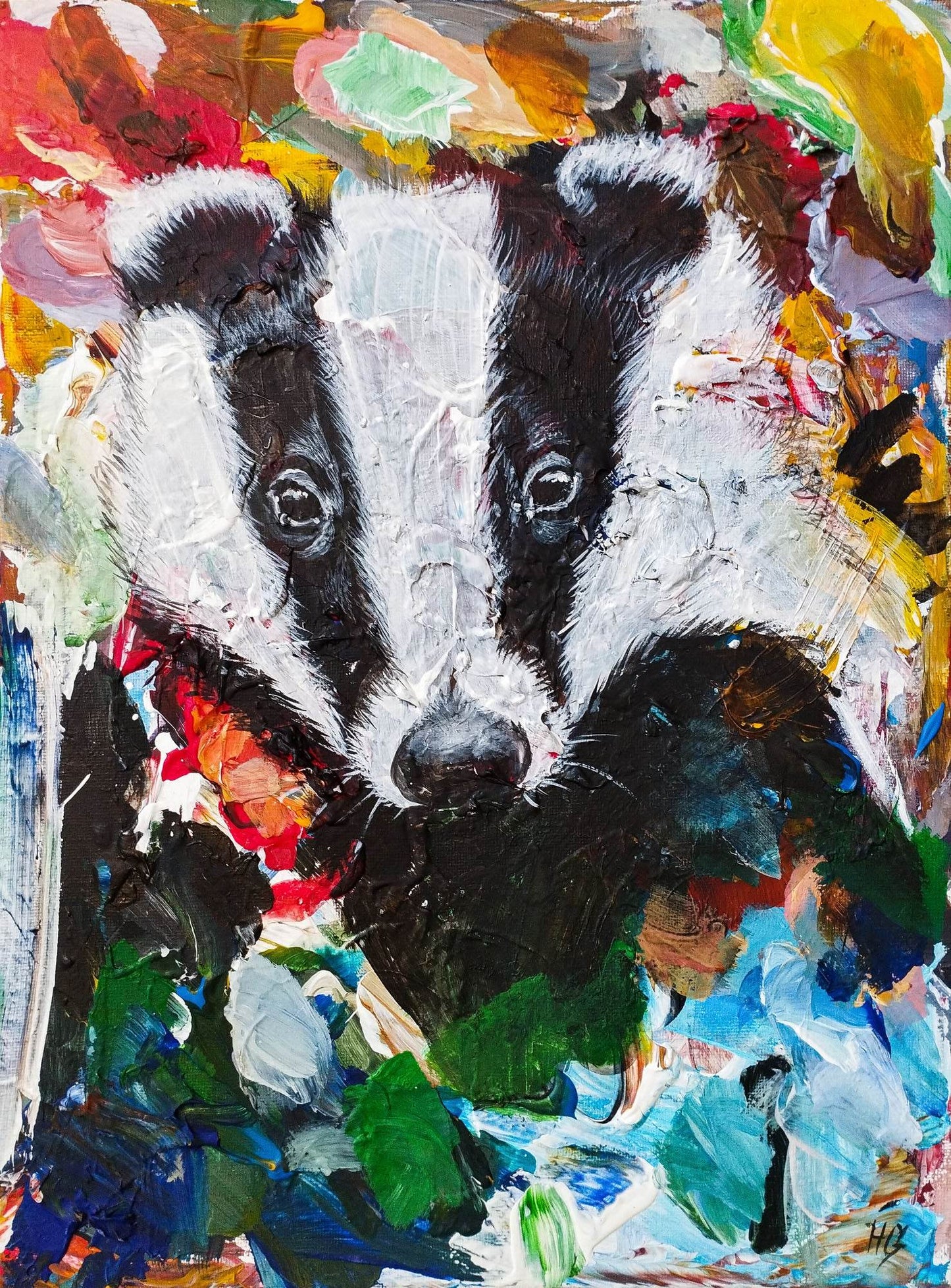 Gemälde Dachs – handgemaltes Original Acrylbild (30 x 40 cm)