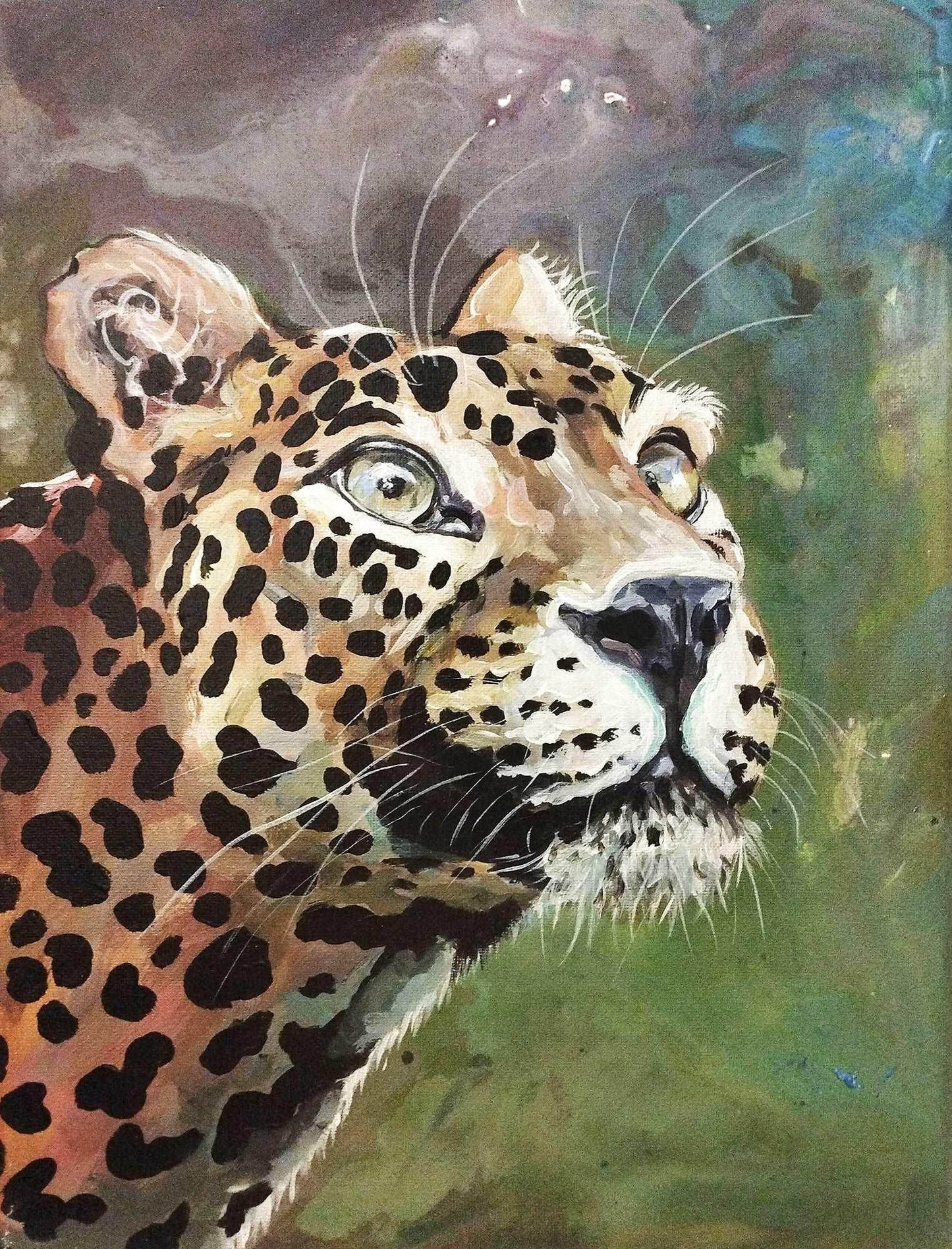 H1Z ART Acrylbild Gemälde Leopard – handgemaltes Original Acrylbild (30 x 40 cm)