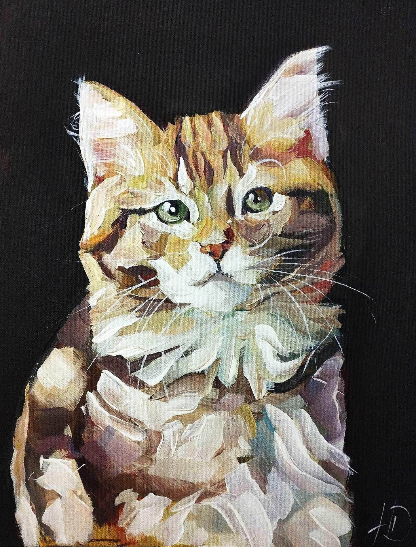 Gemälde orange Katze – handgemaltes Original Acrylbild (30 x 40 cm)