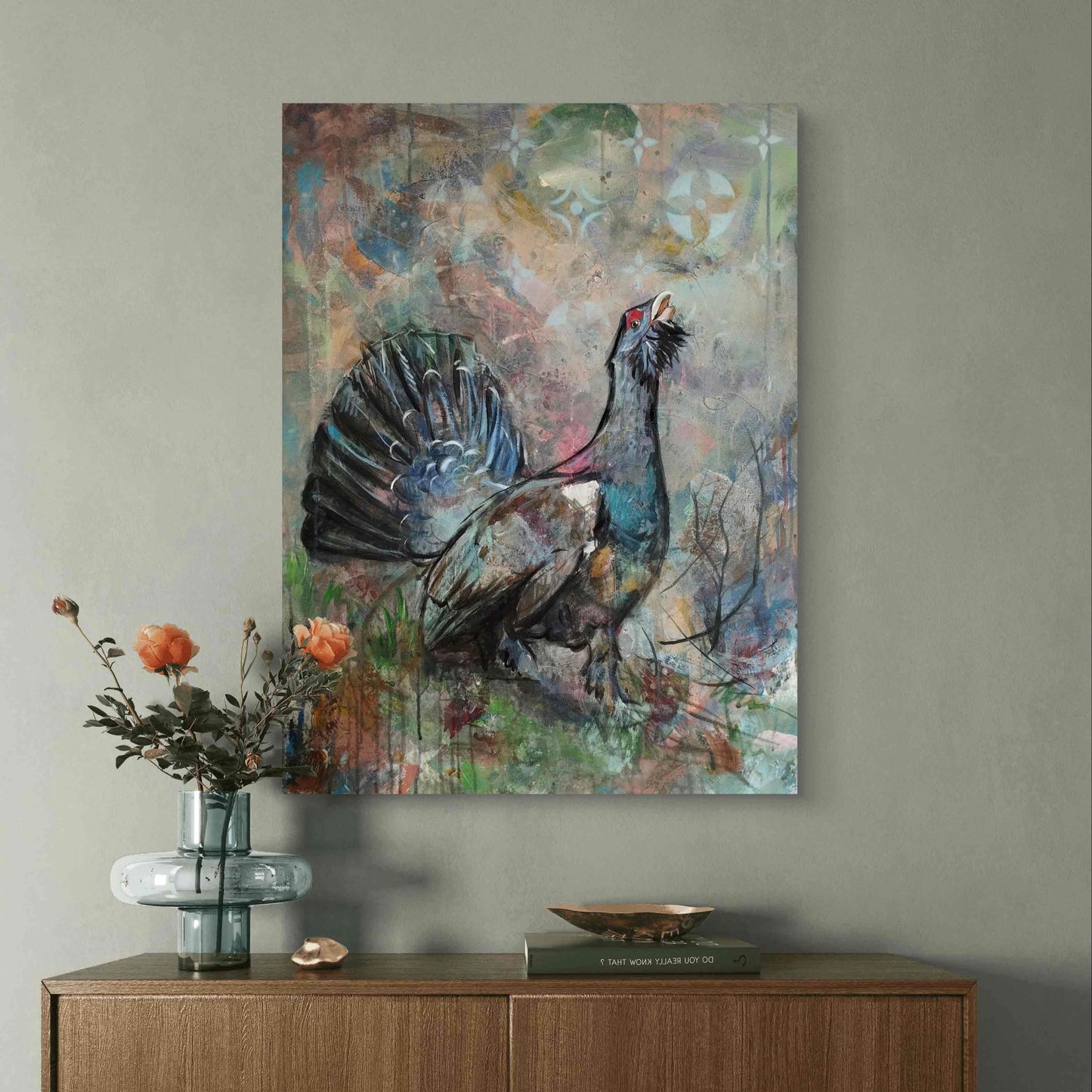 H1Z ART Acrylbild Gemälde Auerhuhn – handgemaltes Original Acrylbild (80 x 60 cm)