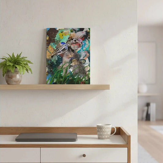 Handgemaltes Hase Gemälde auf Leinwand, farbenfrohes Acrylbild für Kommode oder Regal