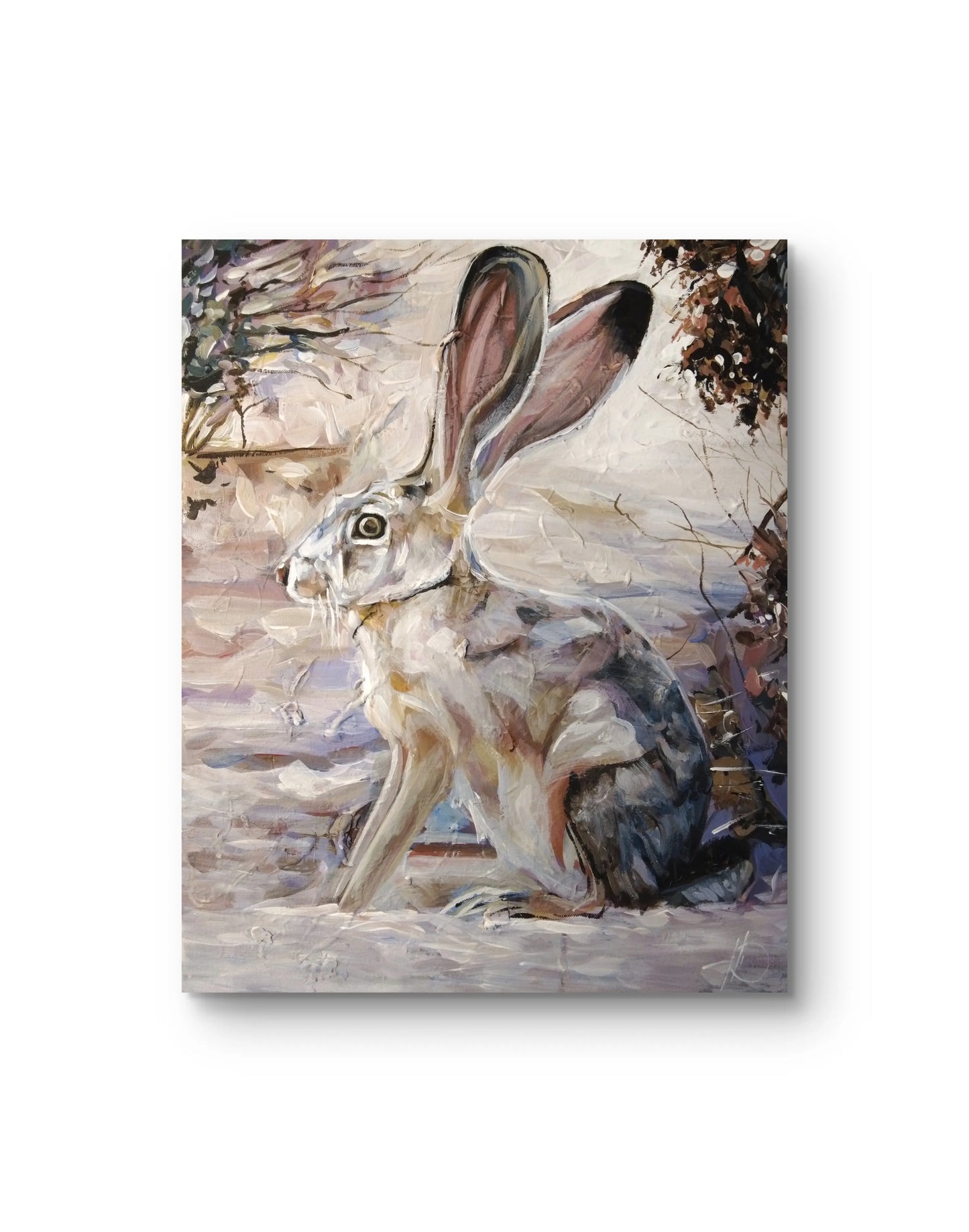 Feldhase Tierportrait auf Leinwand, Acrylbild für Schlafzimmer oder kleine Wandflächen