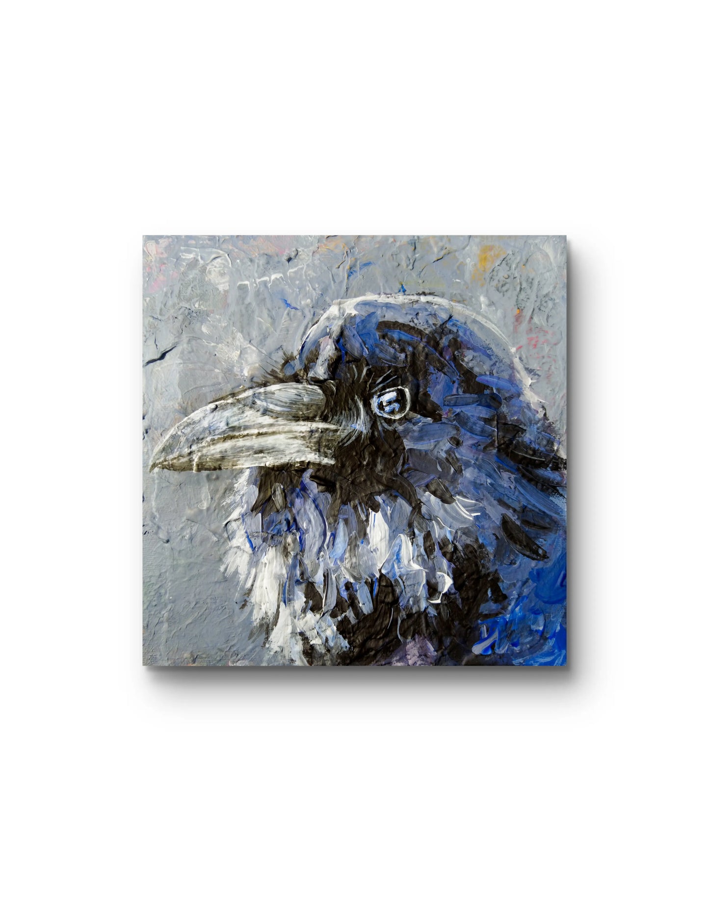 Krähe Tierportrait auf Leinwand, Acrylbild für Schlafzimmer oder Arbeitszimmer