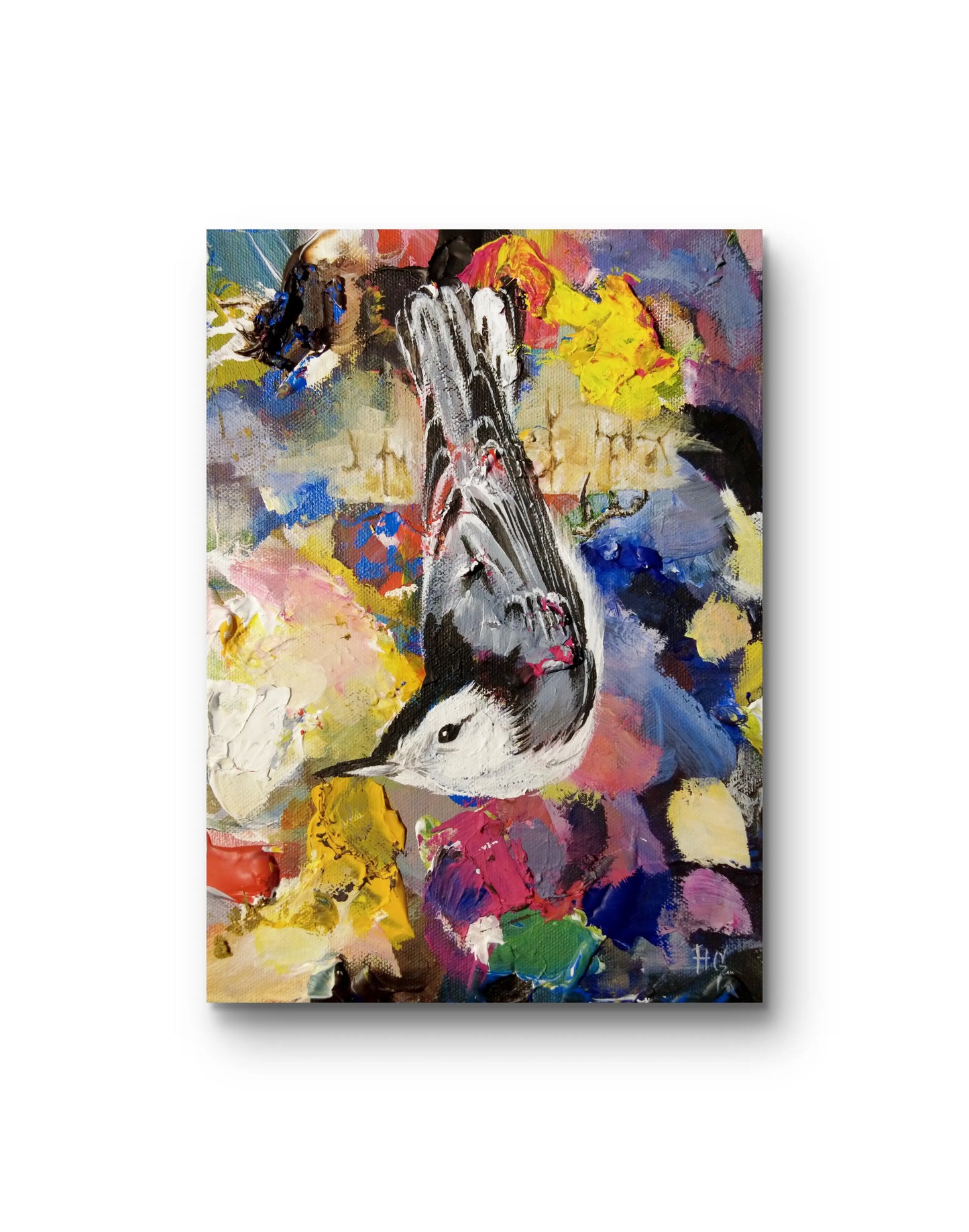 Vogel Tierportrait Acrylbild auf Leinwand, dekoratives Bild für Schlafzimmer oder Kinderzimmer