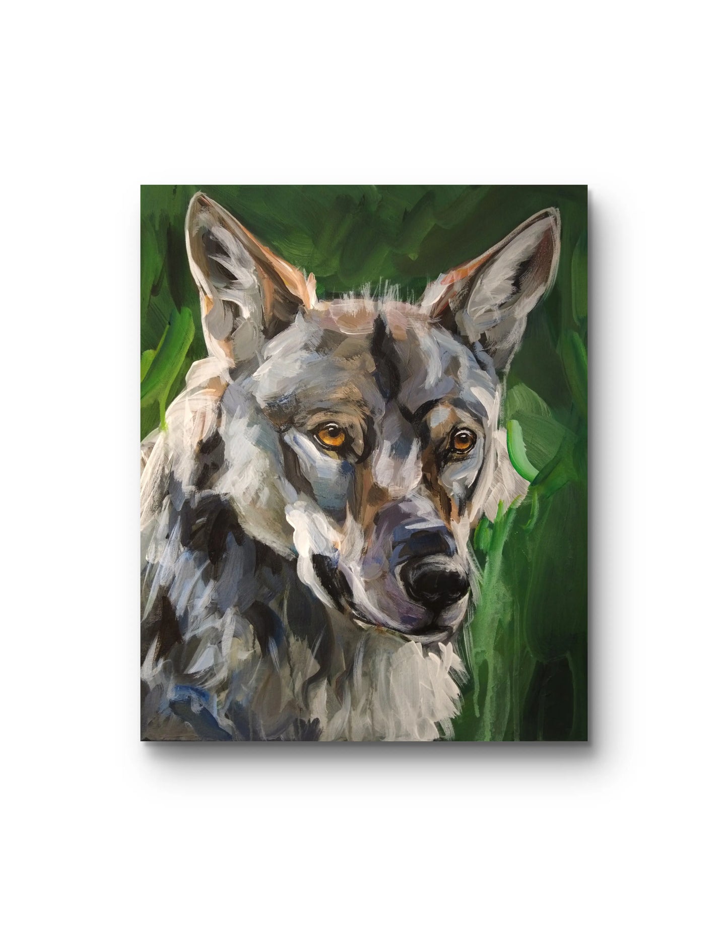 Wolf Tierportrait Acrylbild auf Leinwand, dekoratives Wandbild für Schlafzimmer oder Arbeitszimmer