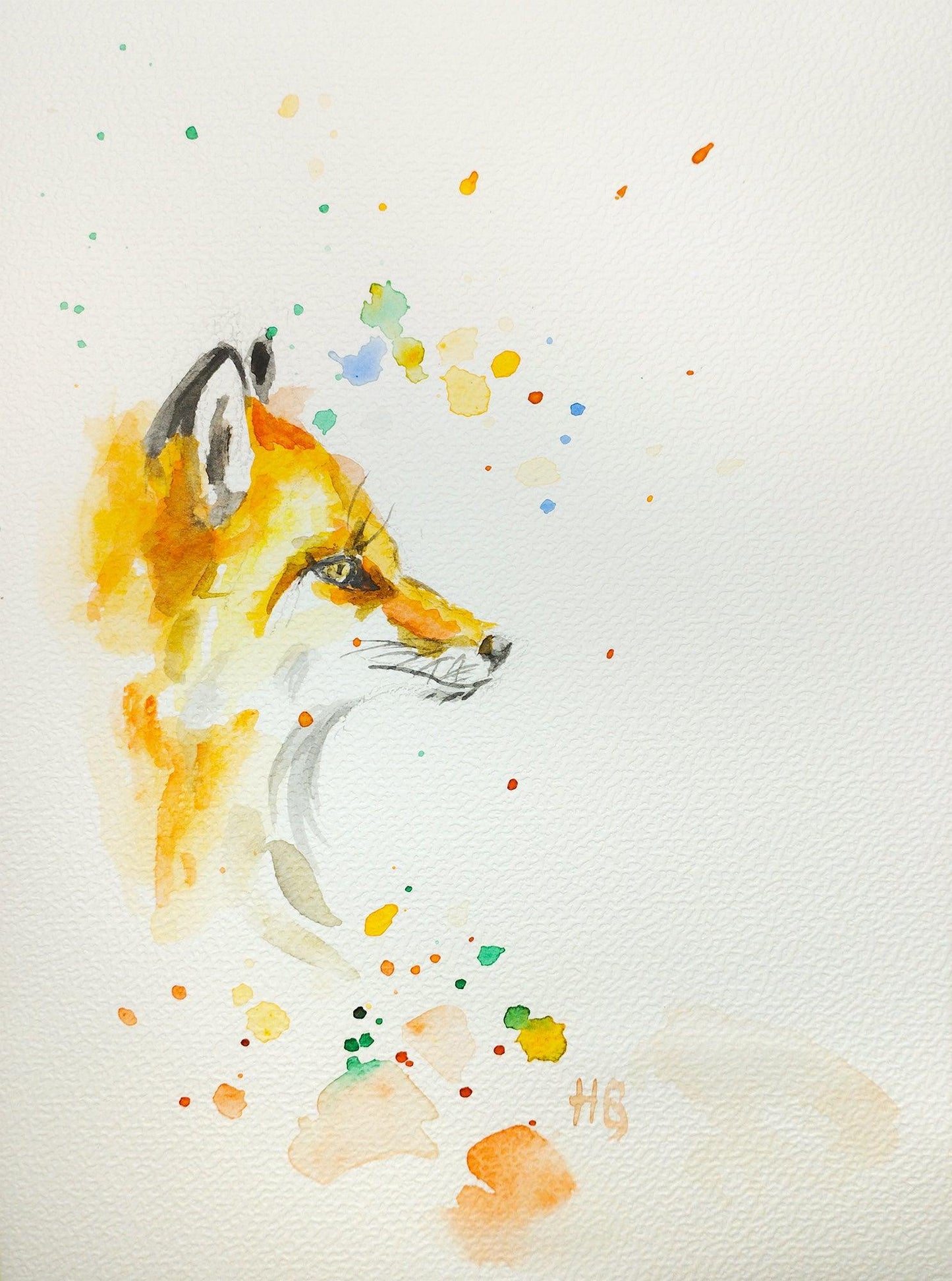 H1Z ART Grußkarte Postkarte – "Waldfuchs" – Handgemalt
