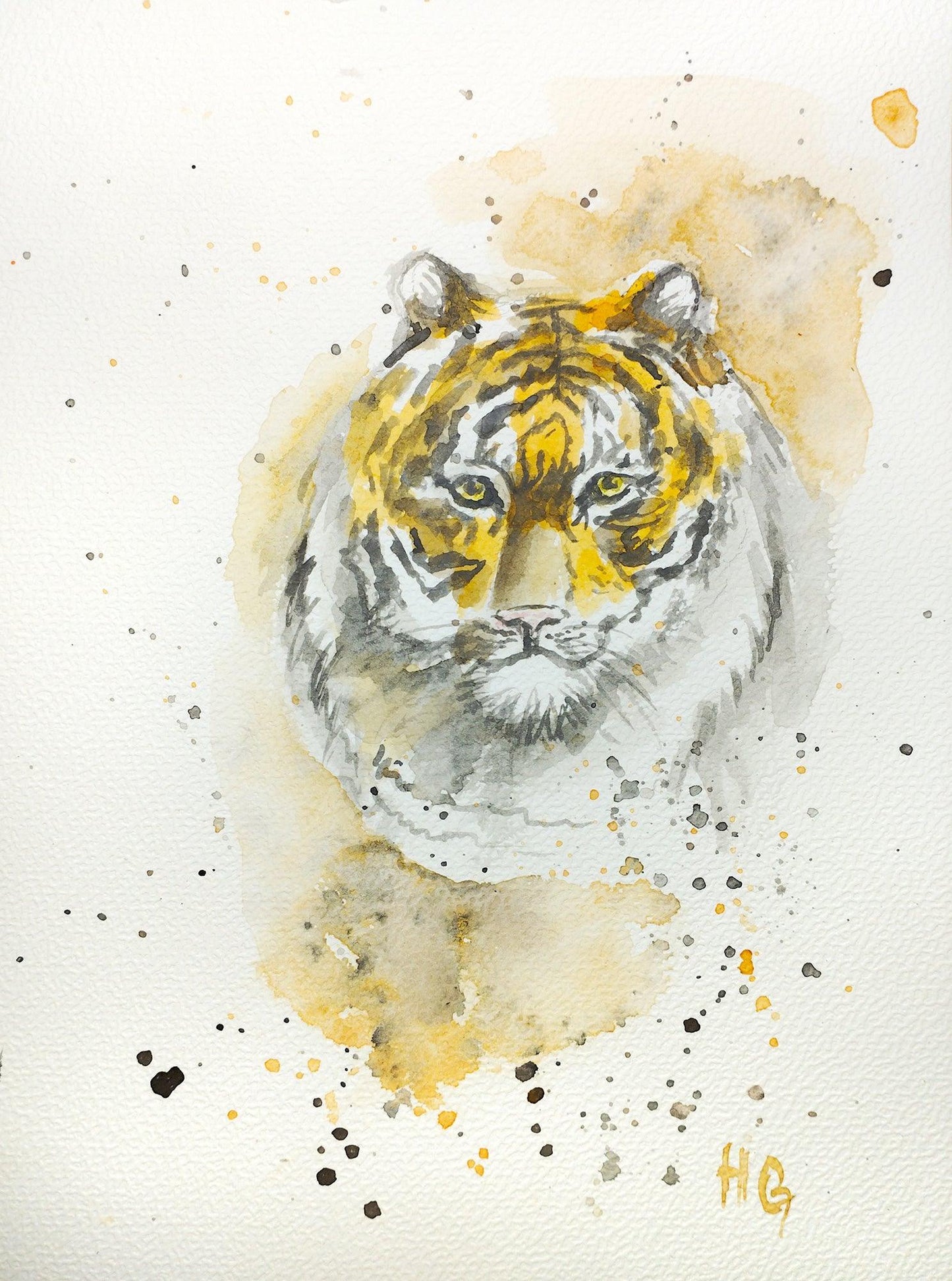 H1Z ART Grußkarte Postkarte – "Tiger" – Handgemalt