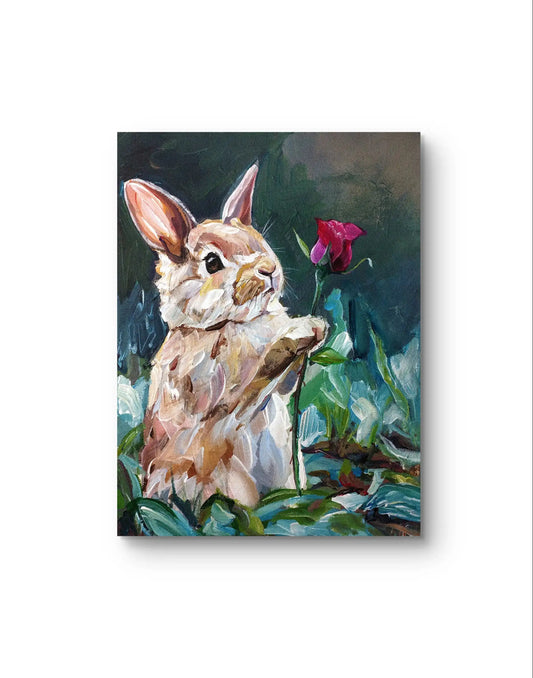 Expressiv-realistisches Gemälde Blütenhase – handgemaltes Original Acrylbild (30 x 40 cm) auf Leinwand von H1Z ART in lebendiger Atmosphäre