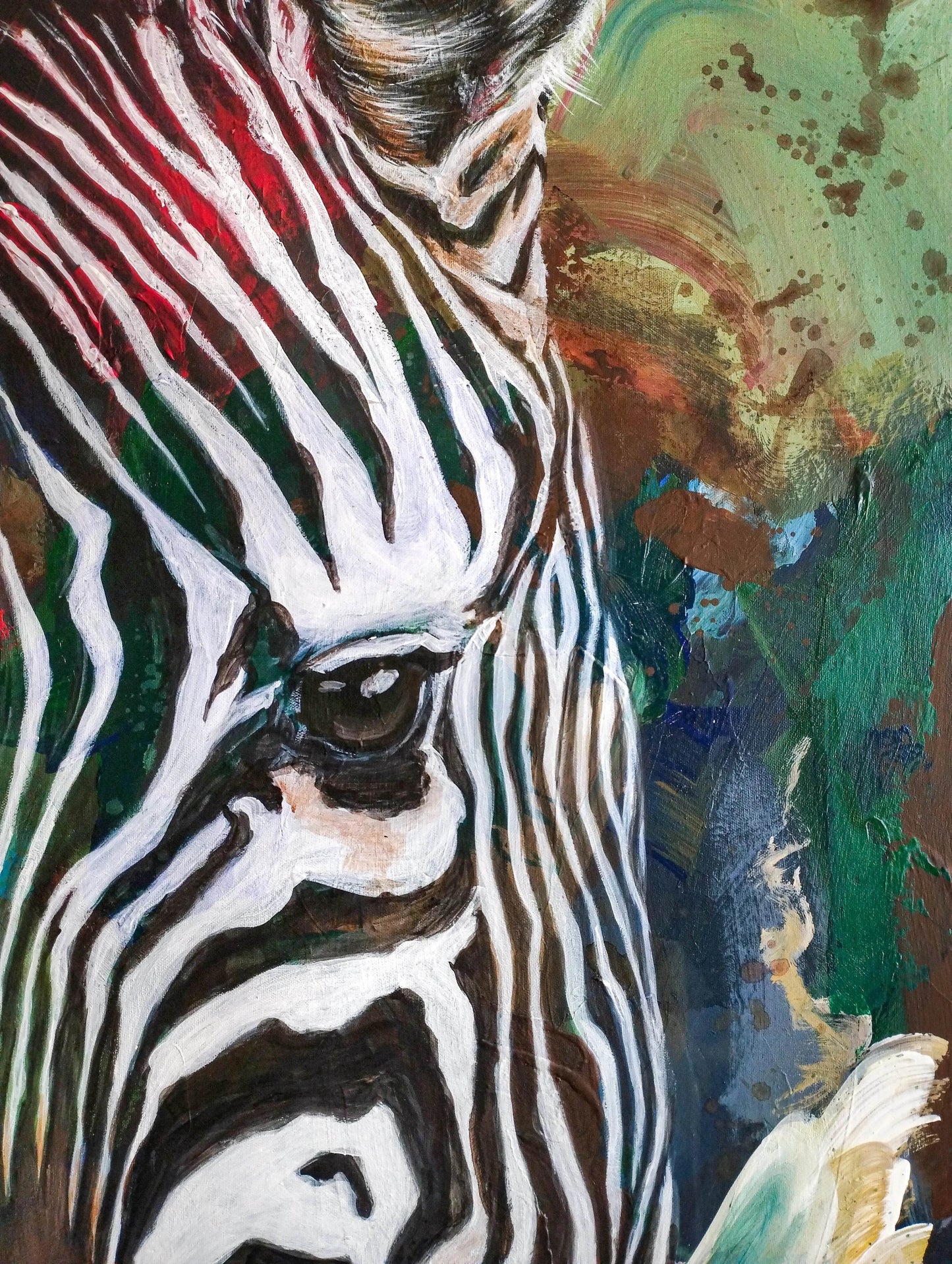 Gemälde Zebra – handgemaltes Original Acrylbild (125,5 x 95,5 cm)