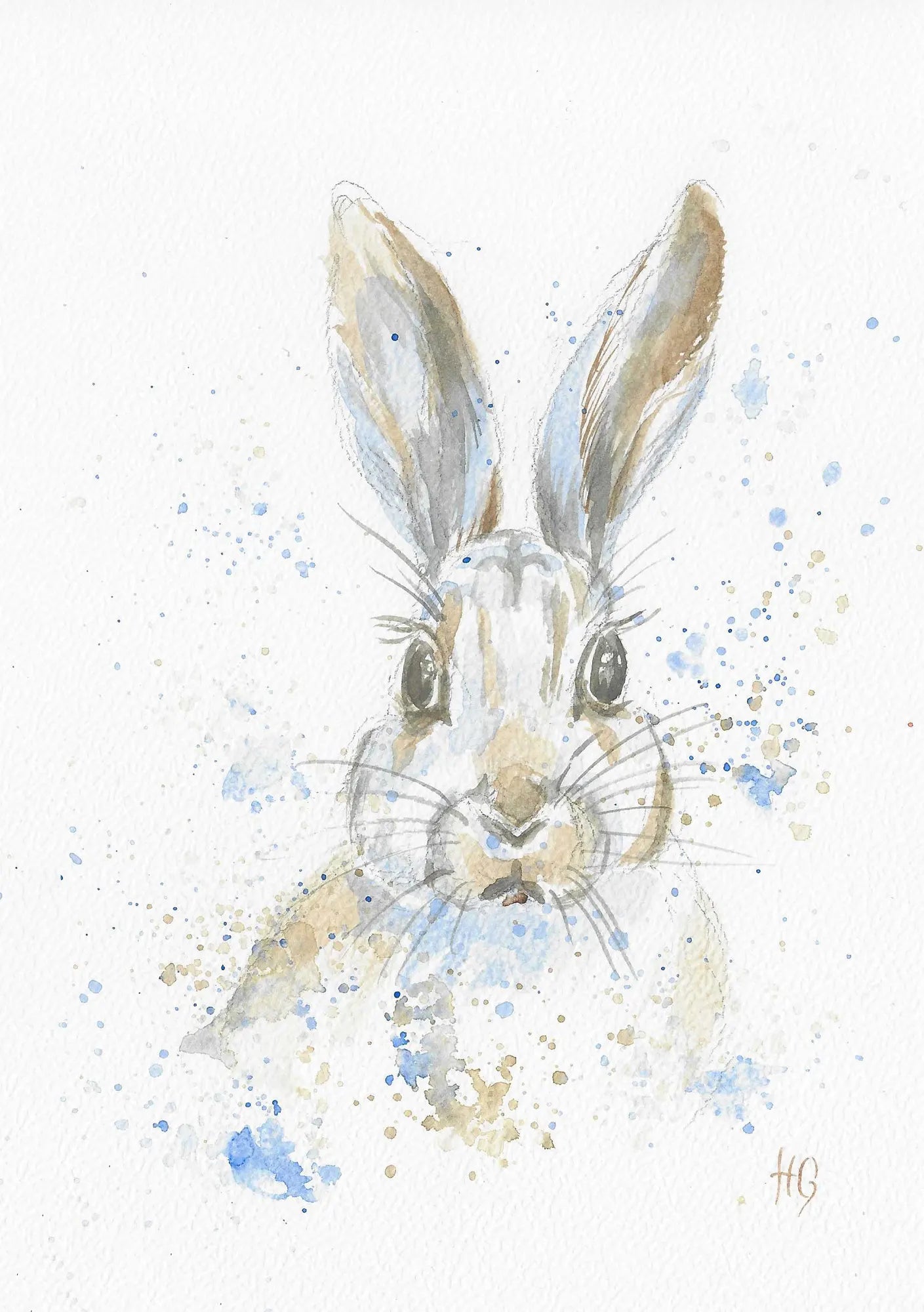 Postcard “Winter Hopper” – Hand-painted