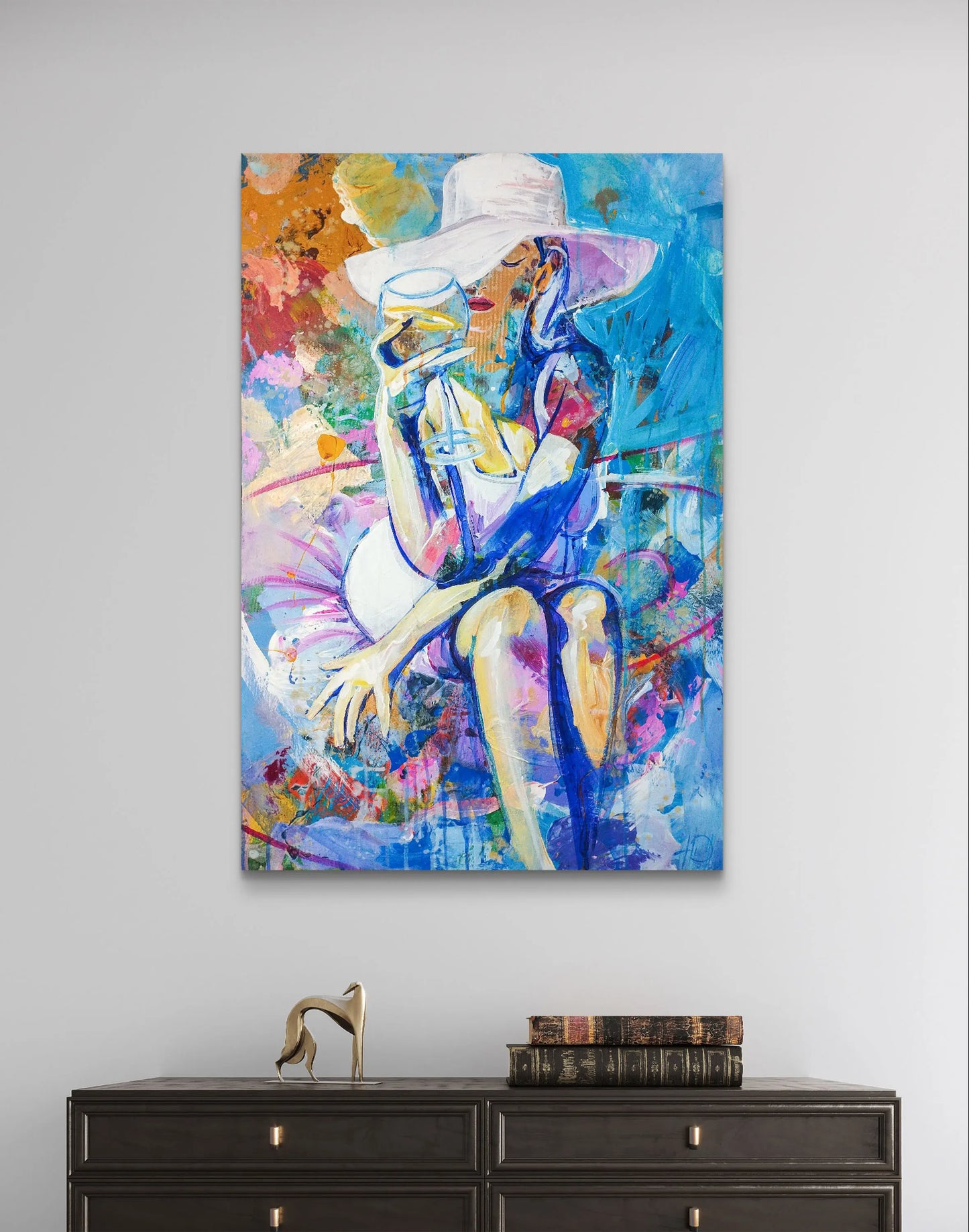 H1Z ART Acrylbild Gemälde Poolträume – handgemaltes Original Acrylbild (60 x 90 cm)