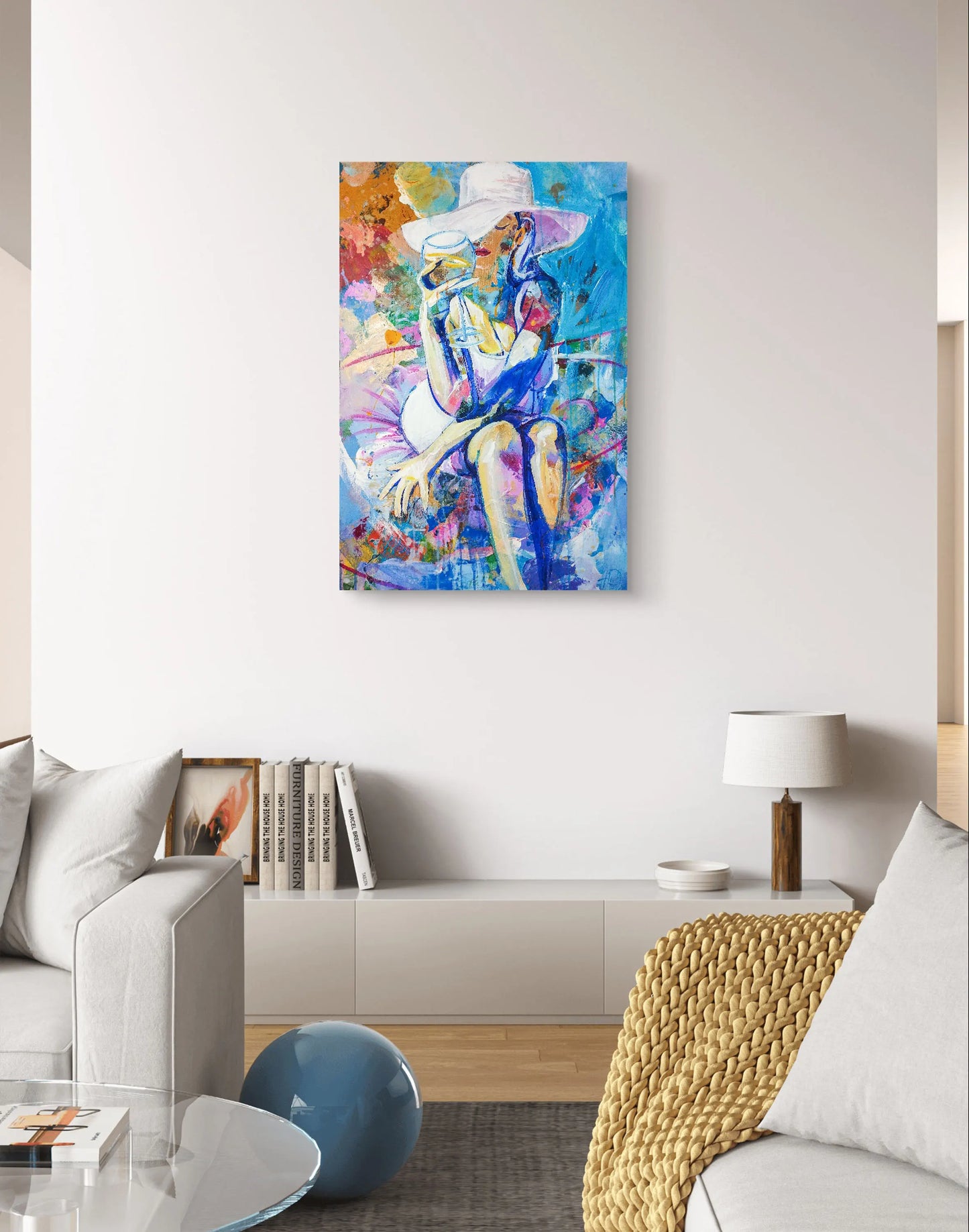 H1Z ART Acrylbild Gemälde Poolträume – handgemaltes Original Acrylbild (60 x 90 cm)
