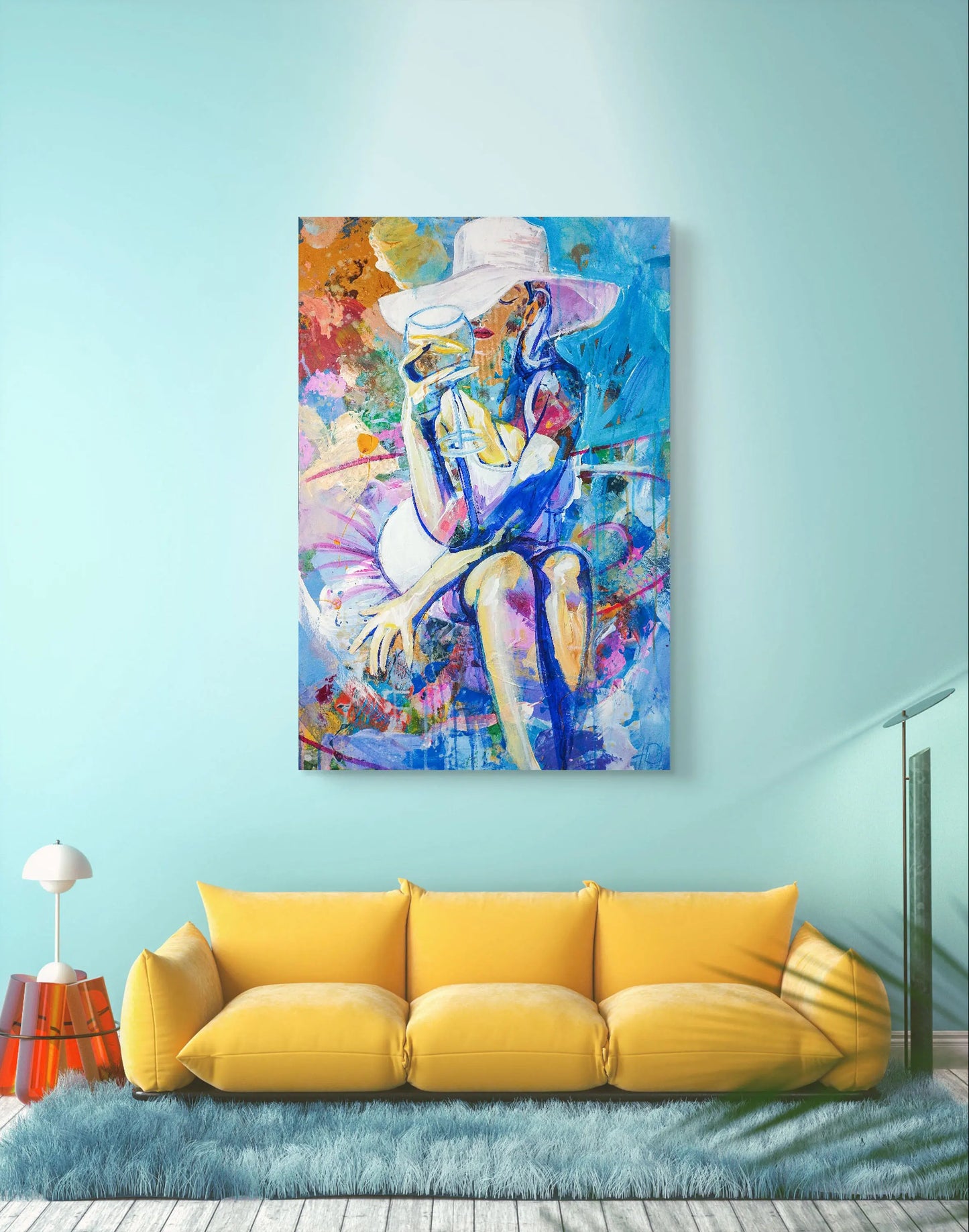 H1Z ART Acrylbild Gemälde Poolträume – handgemaltes Original Acrylbild (60 x 90 cm)