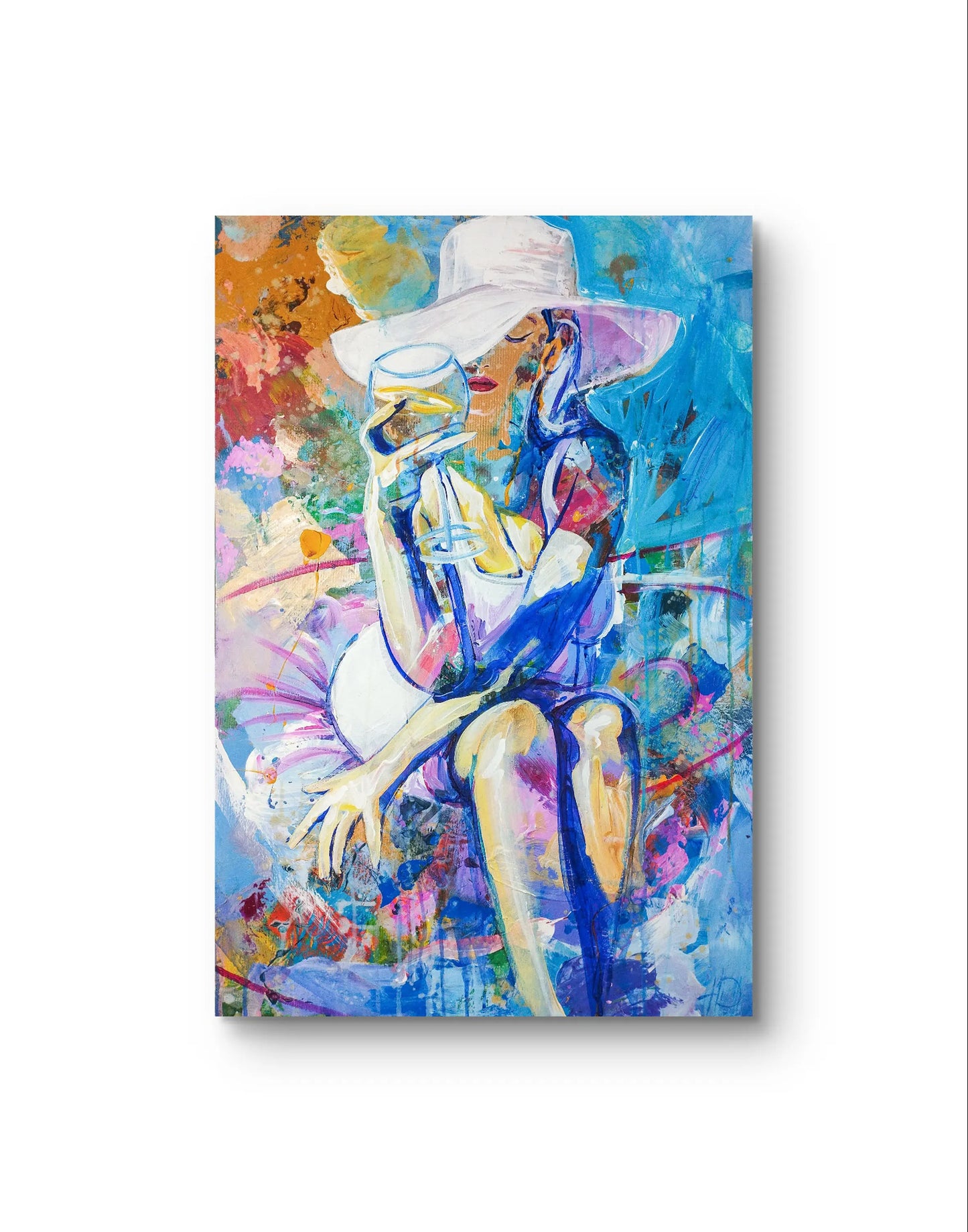 H1Z ART Acrylbild Gemälde Poolträume – handgemaltes Original Acrylbild (60 x 90 cm)