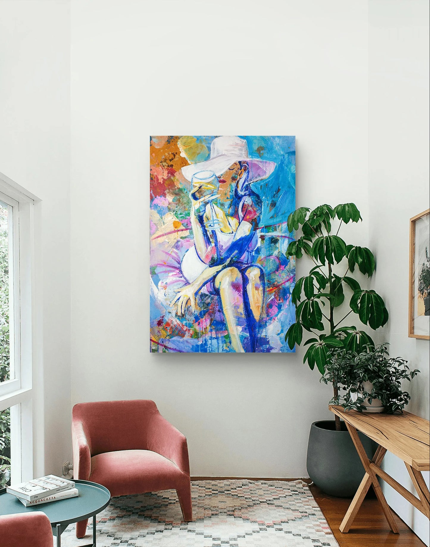 H1Z ART Acrylbild Gemälde Poolträume – handgemaltes Original Acrylbild (60 x 90 cm)