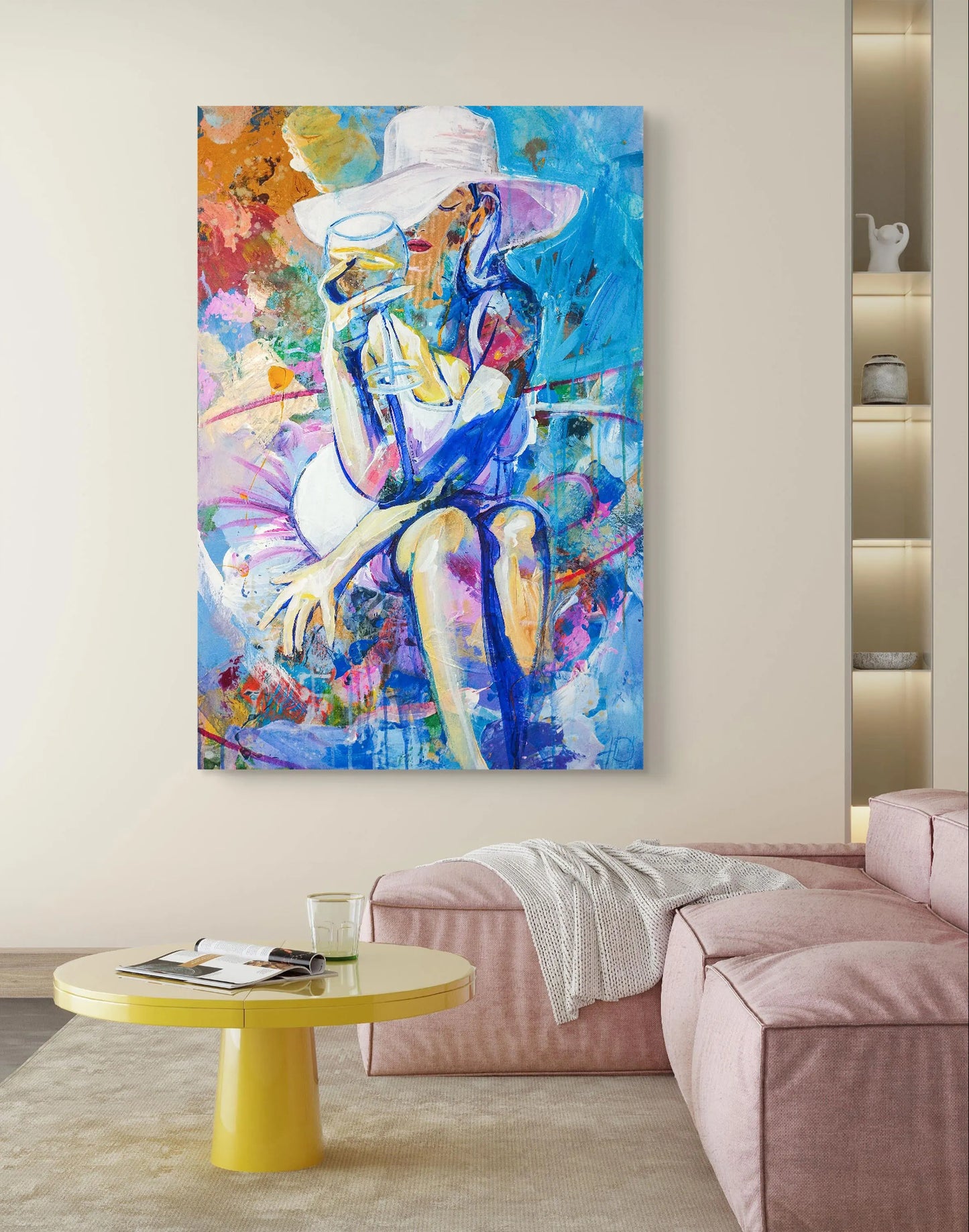 H1Z ART Acrylbild Gemälde Poolträume – handgemaltes Original Acrylbild (60 x 90 cm)