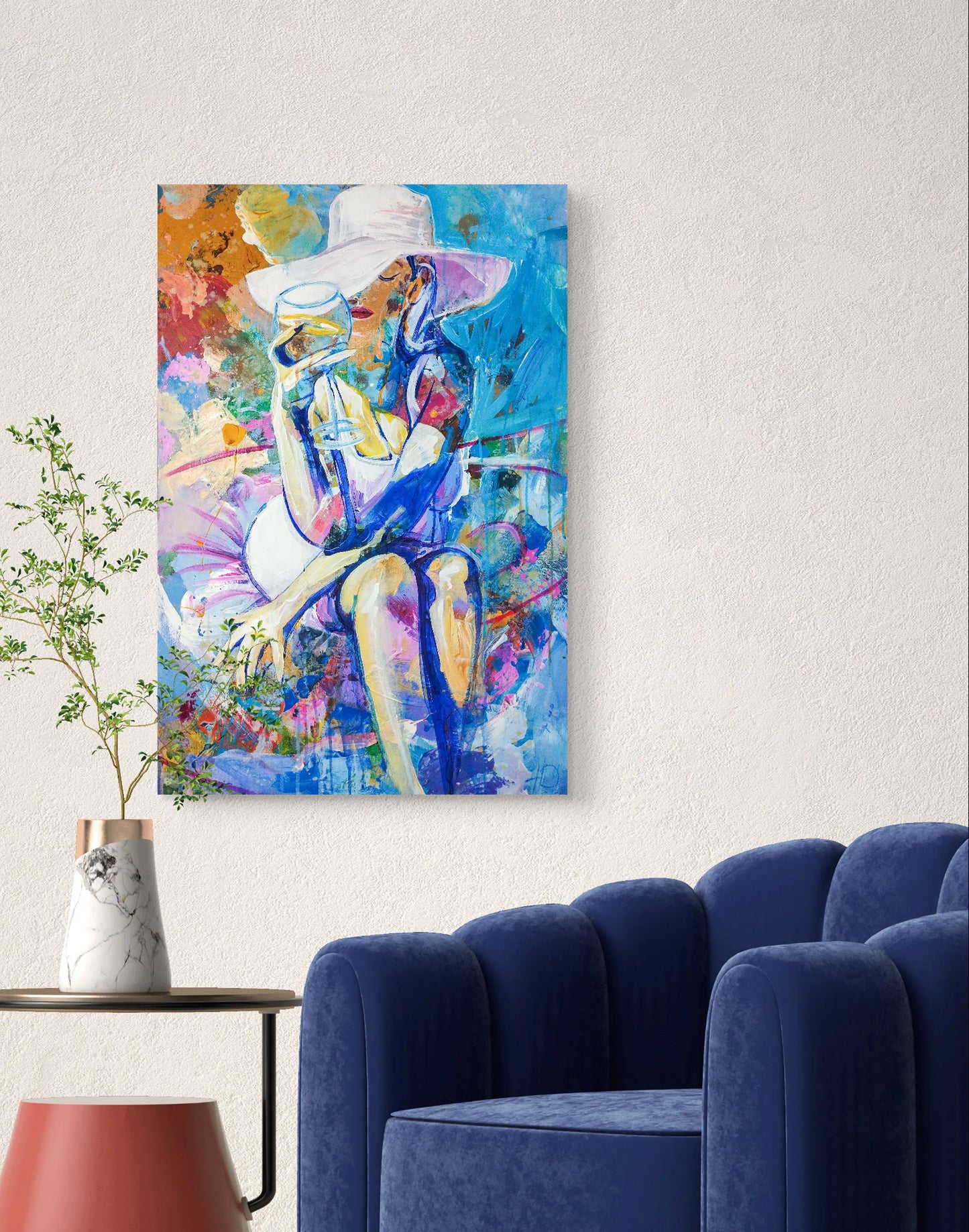 H1Z ART Acrylbild Gemälde Poolträume – handgemaltes Original Acrylbild (60 x 90 cm)