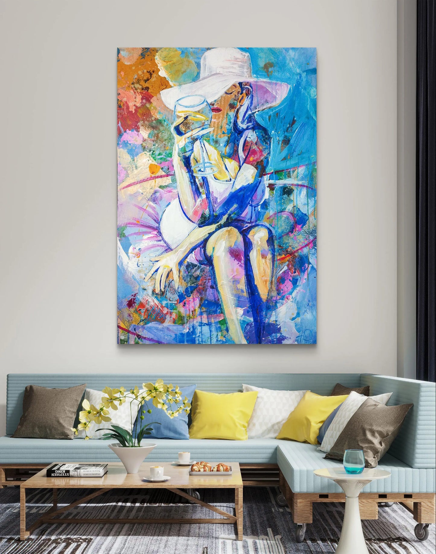 H1Z ART Acrylbild Gemälde Poolträume – handgemaltes Original Acrylbild (60 x 90 cm)