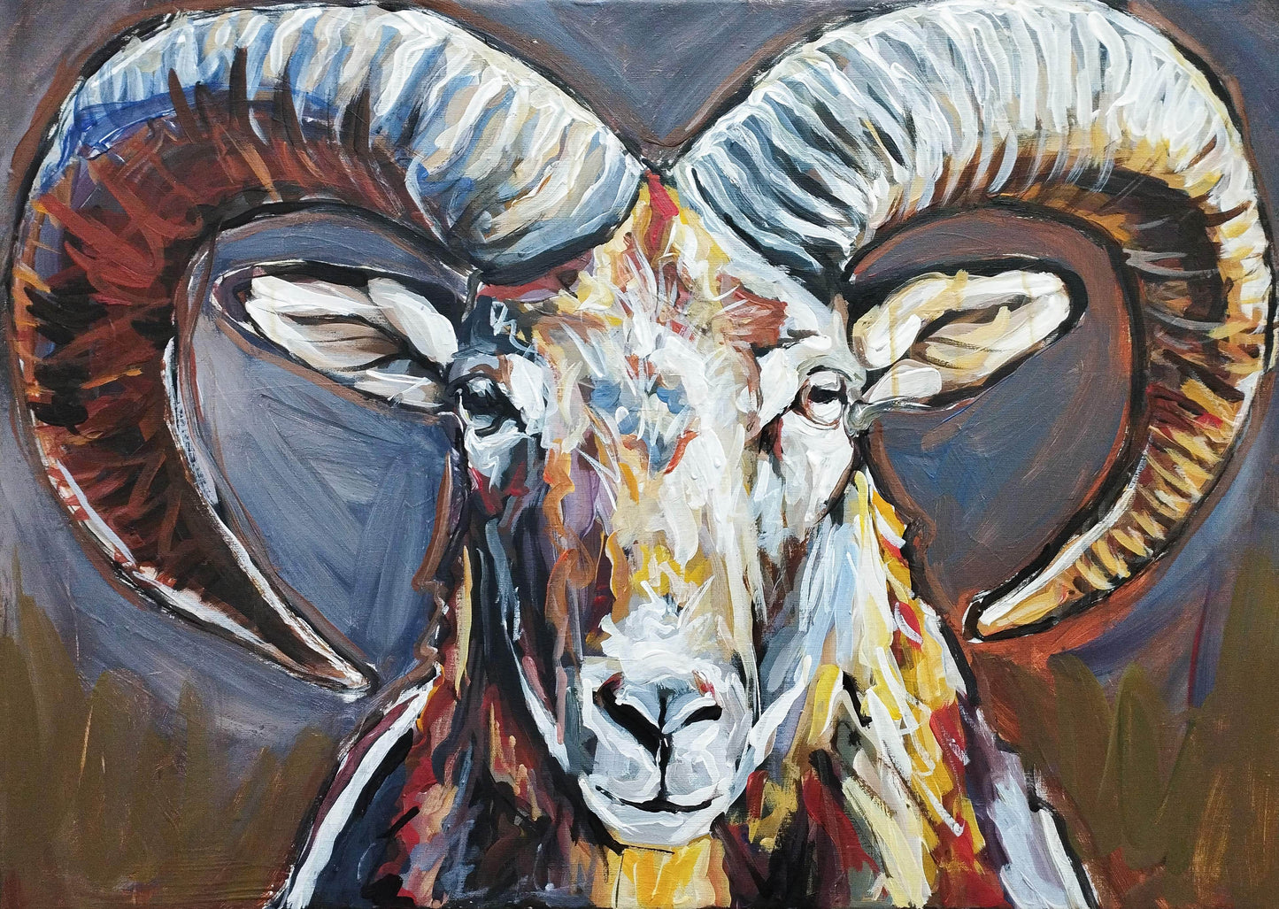 Gemälde Steinbock – handgemaltes Original Acrylbild (50 x 70 cm)