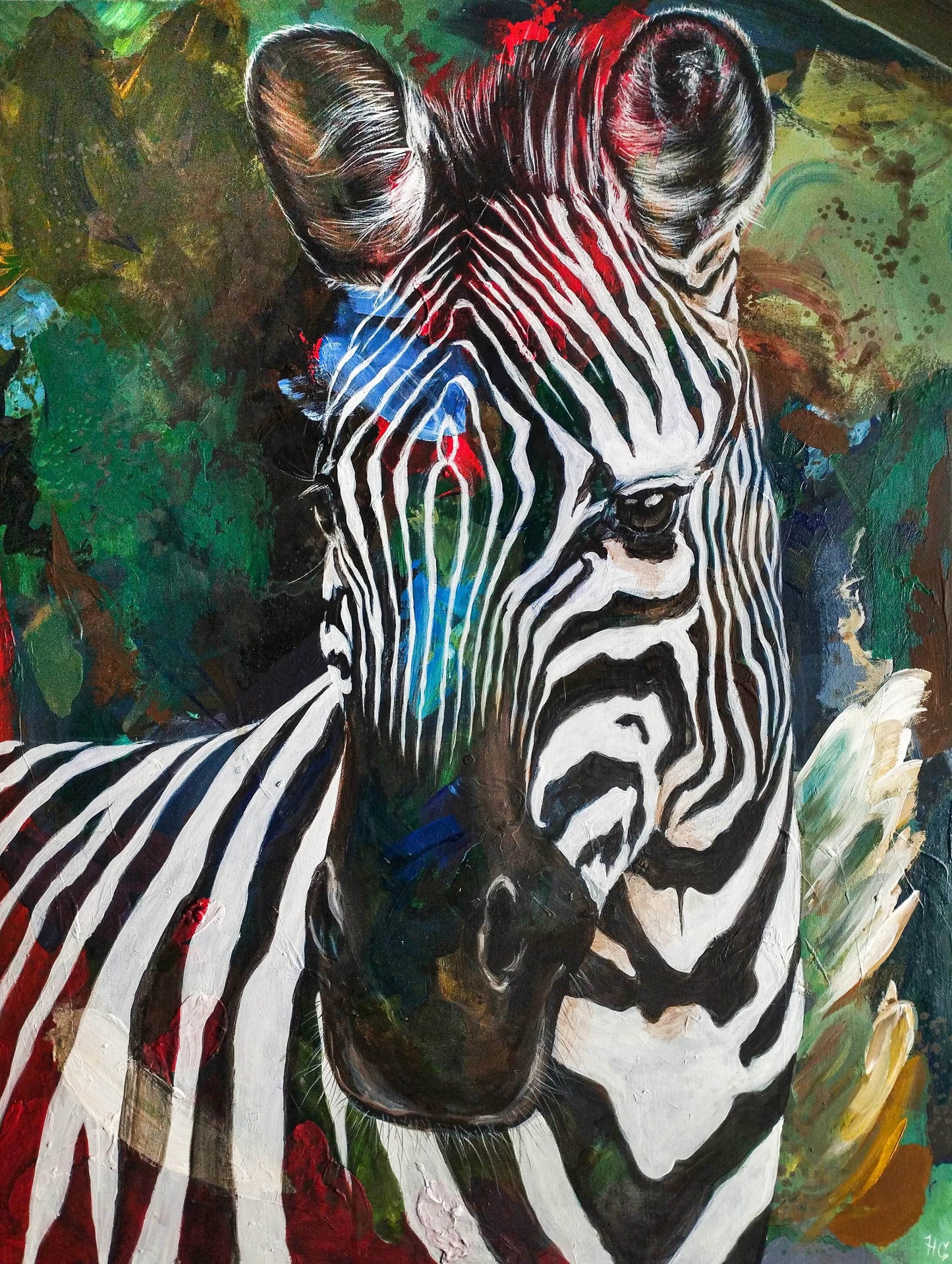 Gemälde Zebra – handgemaltes Original Acrylbild (125,5 x 95,5 cm)