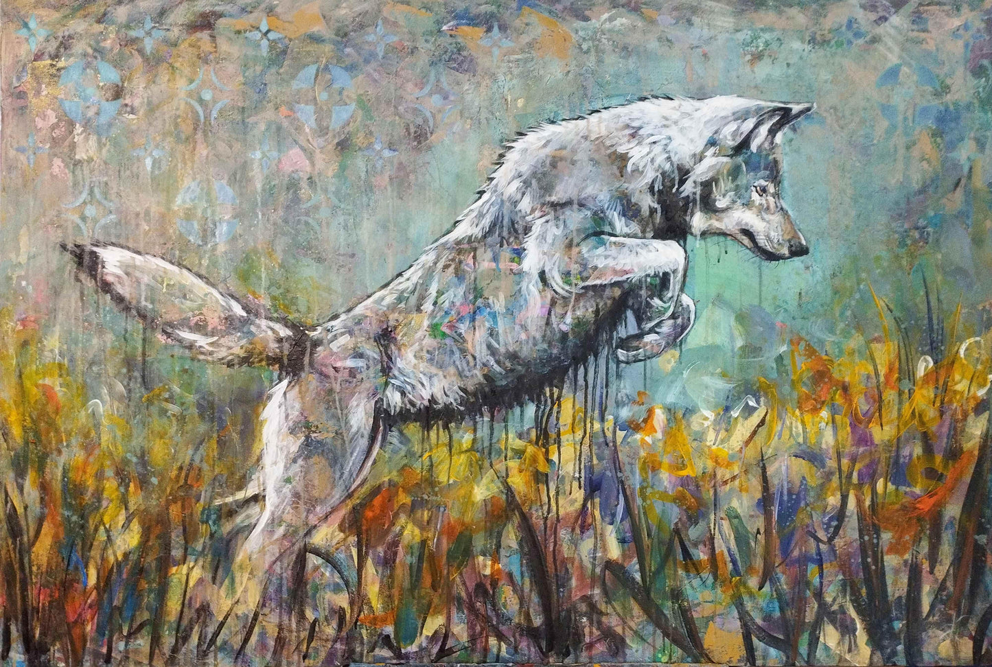 H1Z ART Acrylbild Gemälde Sprung in die Freiheit – handgemaltes Original Acrylbild (120 x 80 cm)