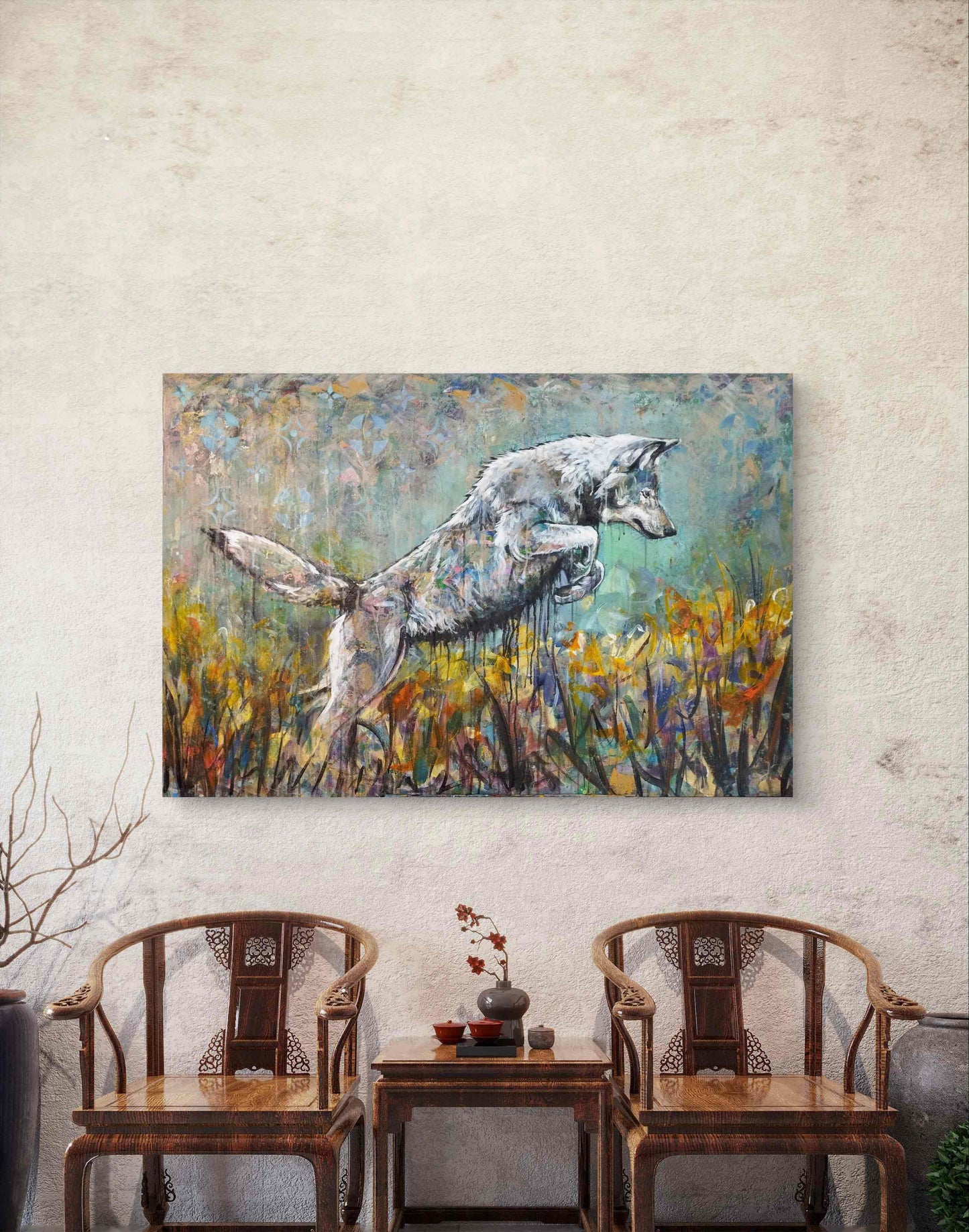 H1Z ART Acrylbild Gemälde Sprung in die Freiheit – handgemaltes Original Acrylbild (120 x 80 cm)