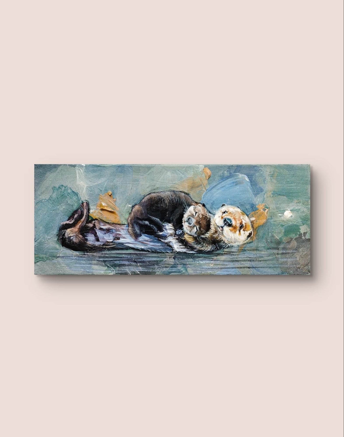 Gemälde Otter – handgemaltes Original Acrylbild (50 x 20 cm)