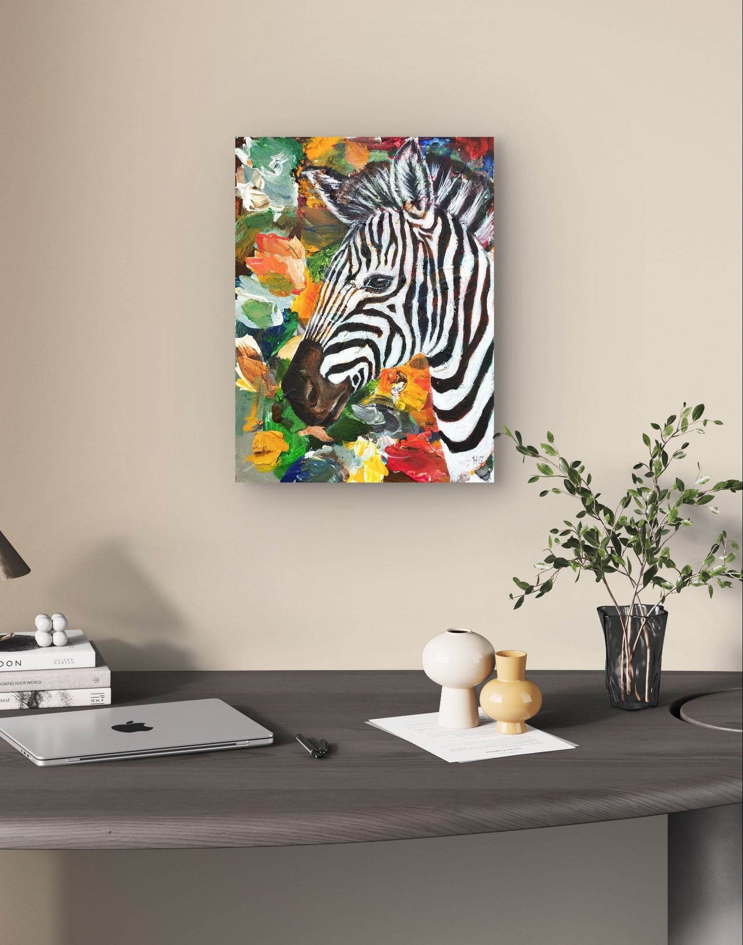 Gemälde bunt Zebra – handgemaltes Original Acrylbild (30 x 40 cm) - H1Z Art
