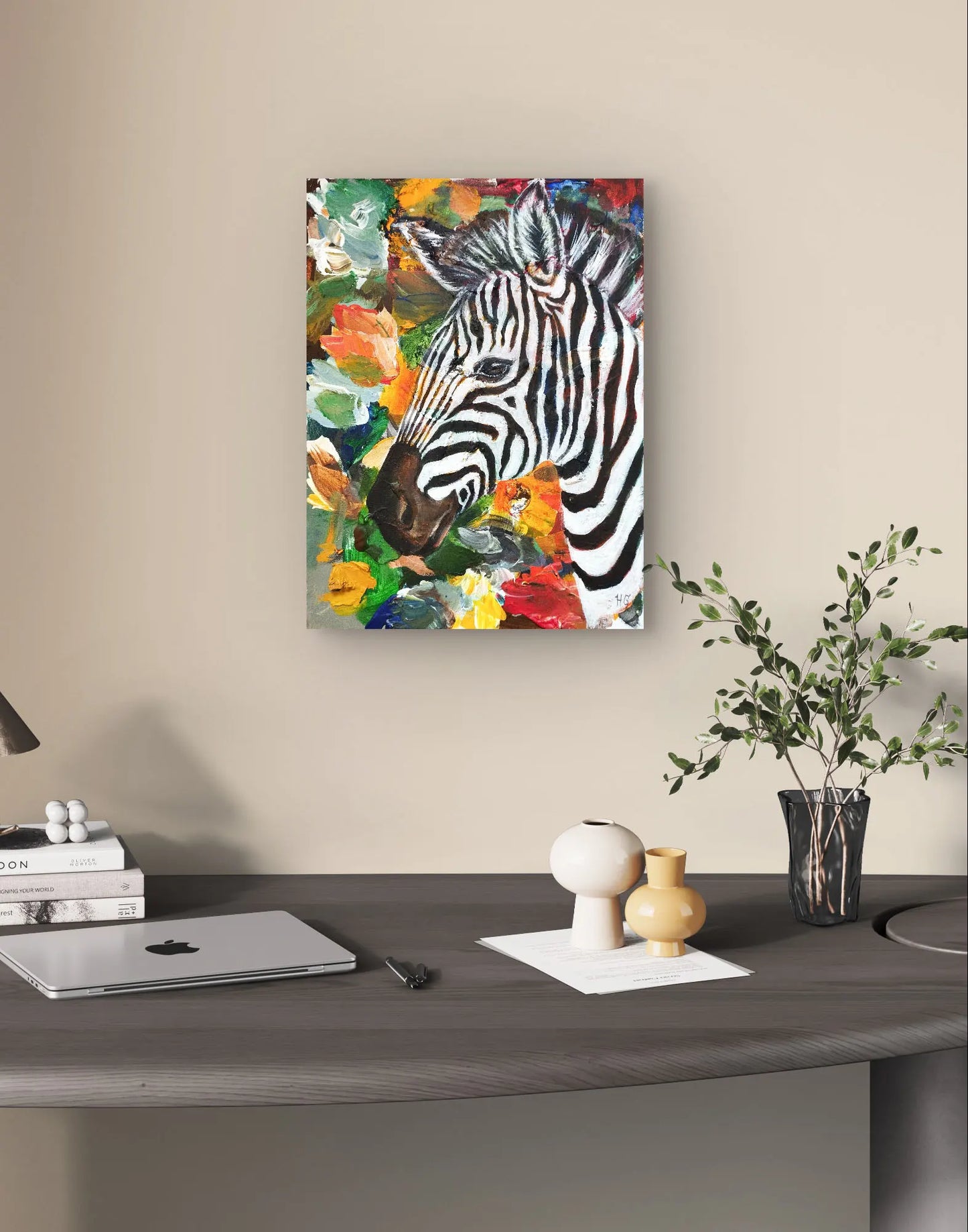 Painting Zebra on the Savannah – hand-painted original acrylic painting (30 x 40 cm)