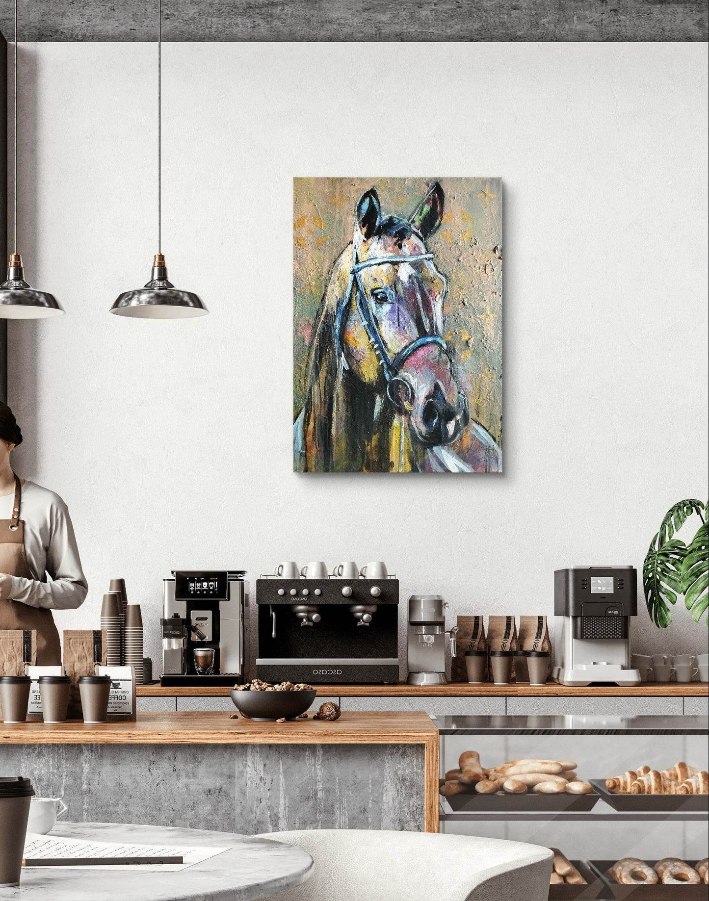 H1Z ART Acrylbild Gemälde Pferd – handgemaltes Original Acrylbild (50 x 70 cm)