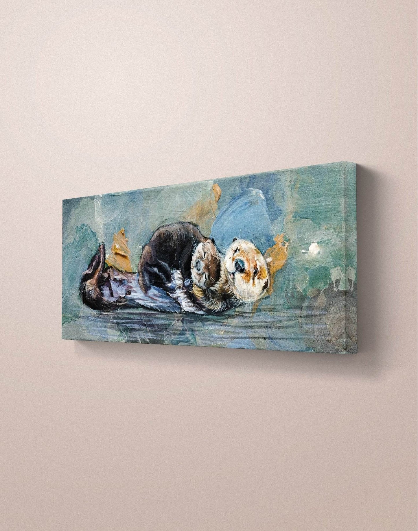 Gemälde Otter – handgemaltes Original Acrylbild (50 x 20 cm)