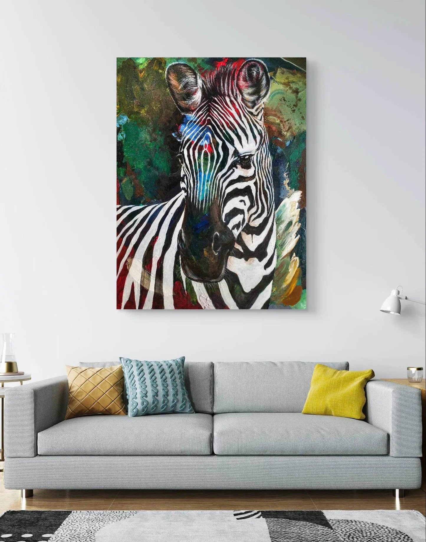 Gemälde Zebra – handgemaltes Original Acrylbild (125,5 x 95,5 cm)