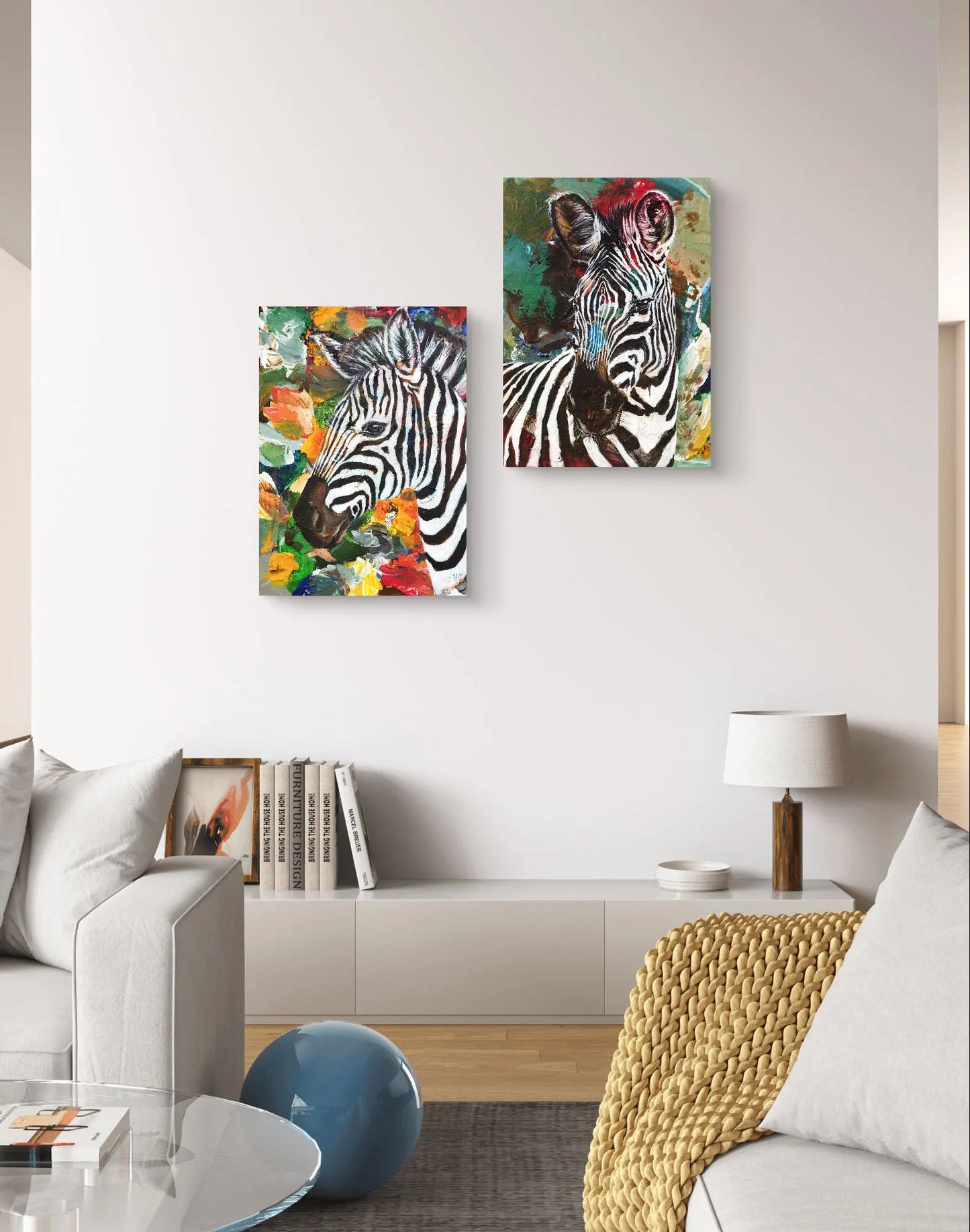 Painting Zebra on the Savannah – hand-painted original acrylic painting (30 x 40 cm)