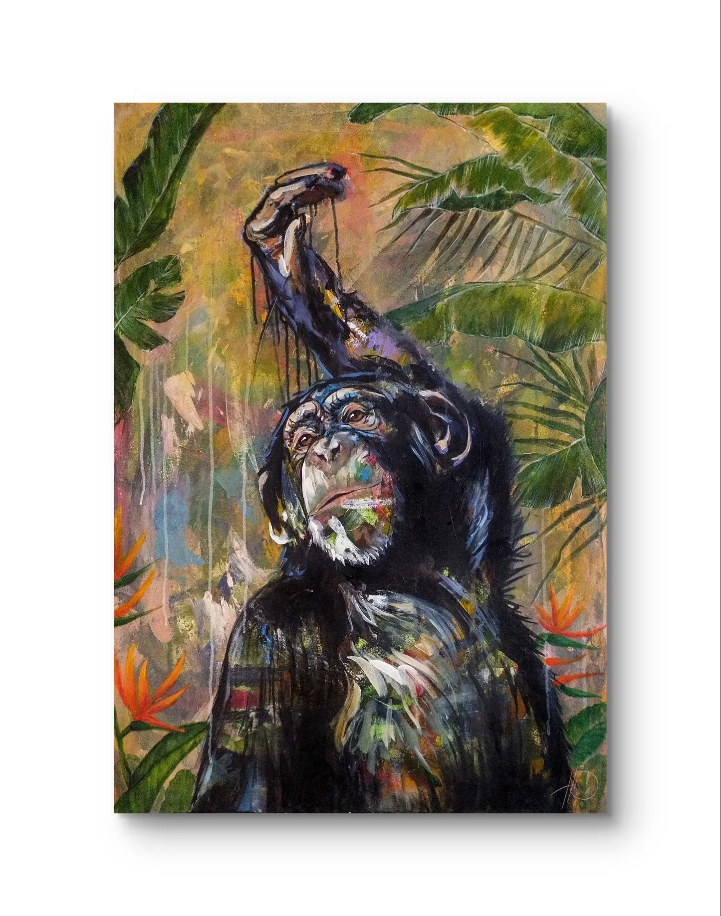 Gemälde eleganter Affe – handgemaltes Original Acrylbild (96 x 67 cm)