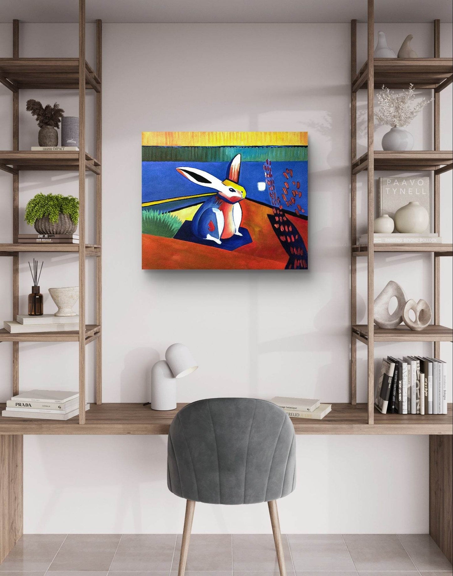 Gemälde abstrakt Kaninchen – handgemaltes Original Acrylbild (50 x 60 cm)