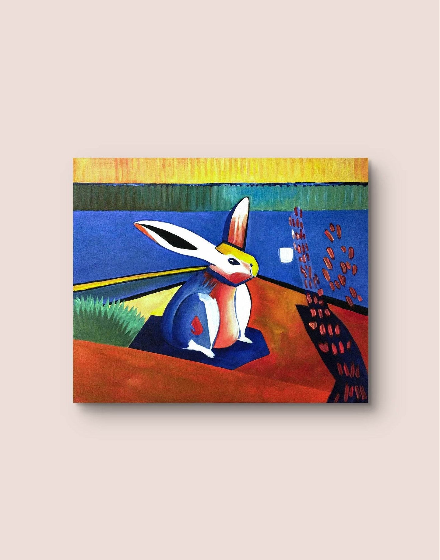 Gemälde abstrakt Kaninchen – handgemaltes Original Acrylbild (50 x 60 cm)