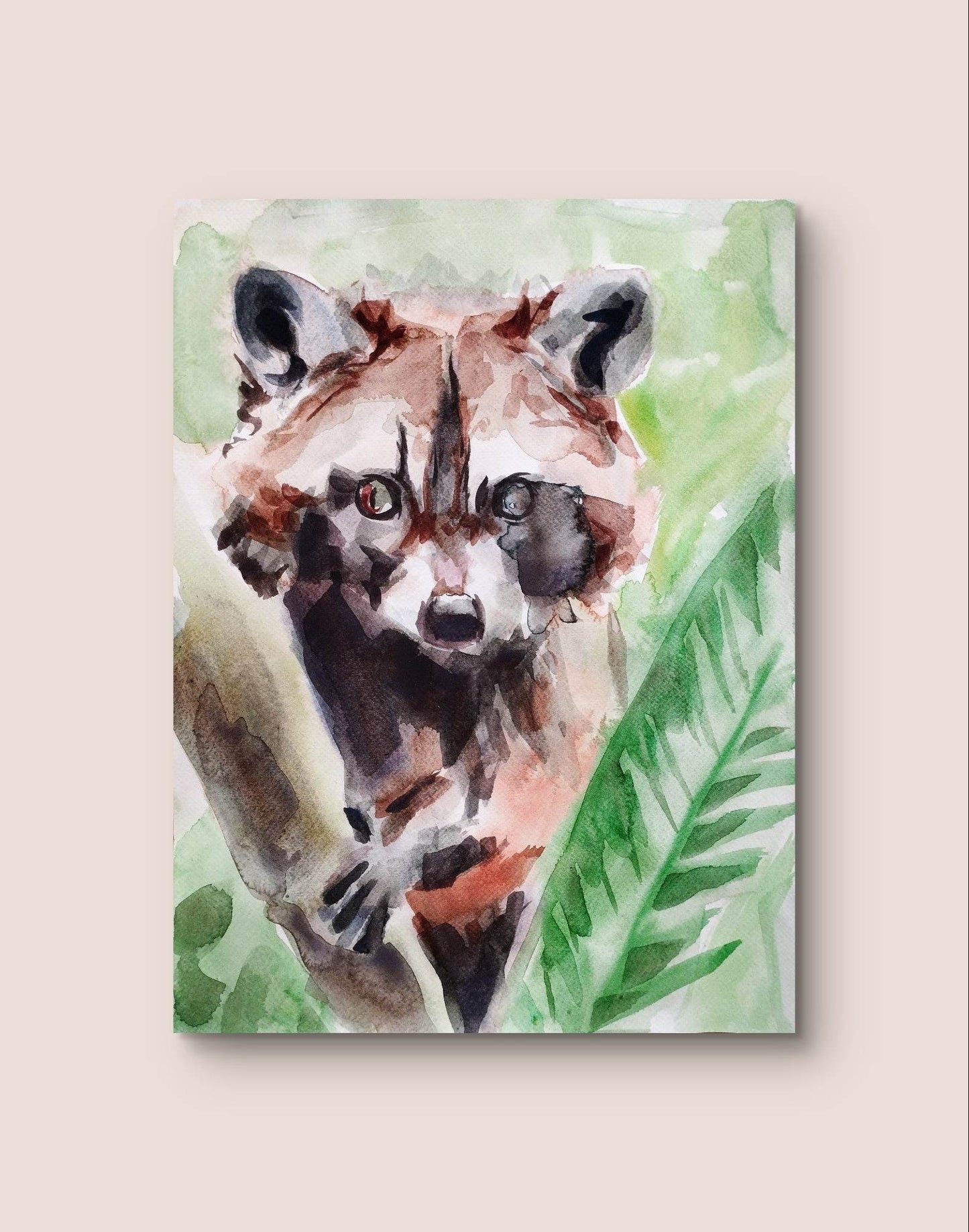Aquarellbild Waschbär (30 × 40 cm)