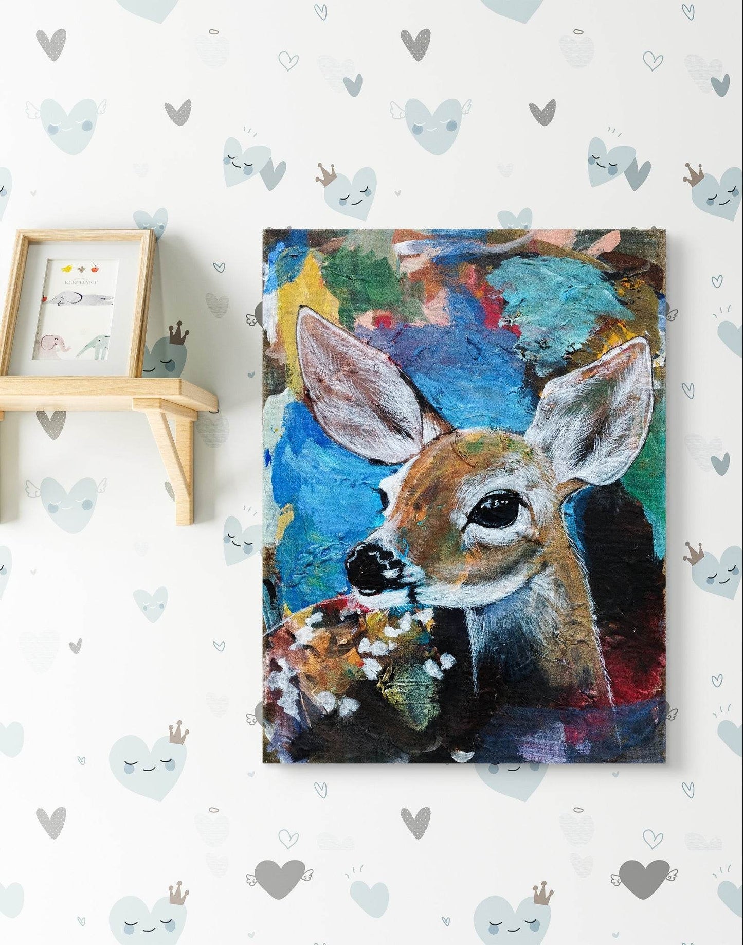 Heinz Acrylbild Wandbild Reh Acryl auf Leinwand (30 x 40 cm)
