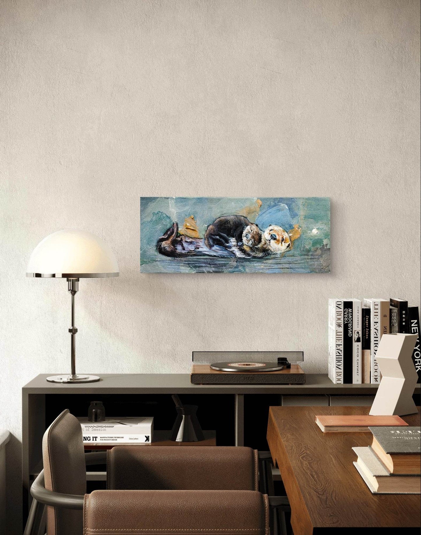 Gemälde Otter – handgemaltes Original Acrylbild (50 x 20 cm)